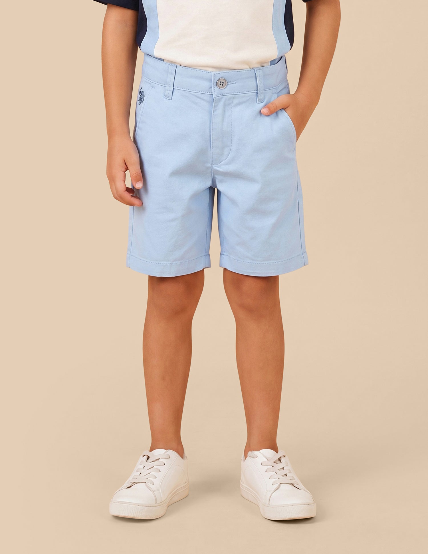 Mid Rise Slim Fit Shorts Light Blue - U.S. Polo Assn. India | Large