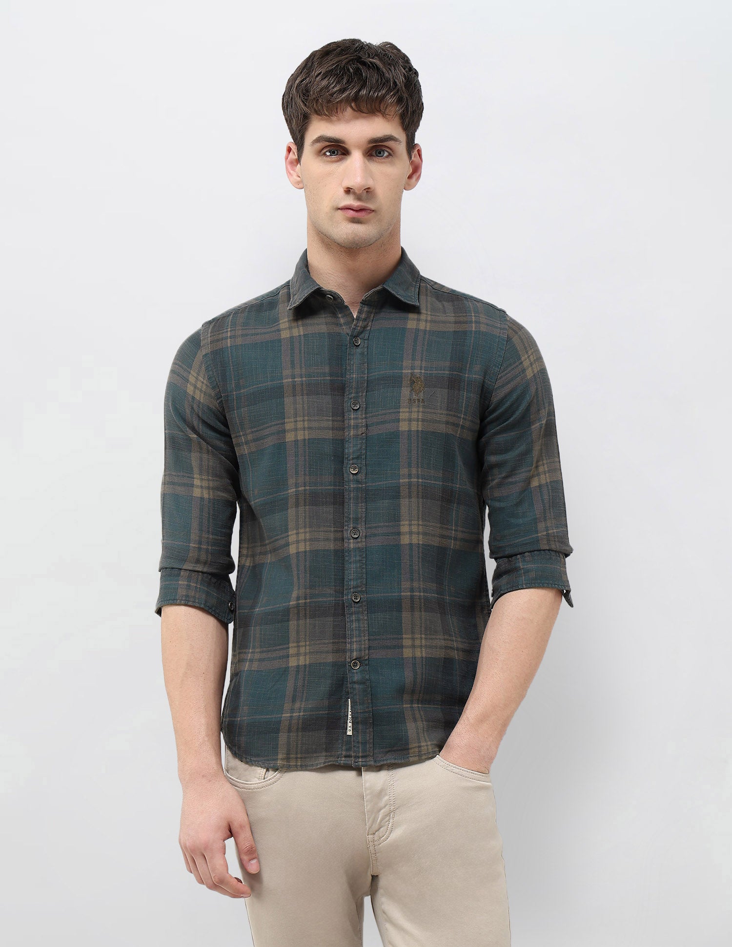 Tartan Checked Regular Fit Shirt Grey - U.S. POLO ASSN. | Large