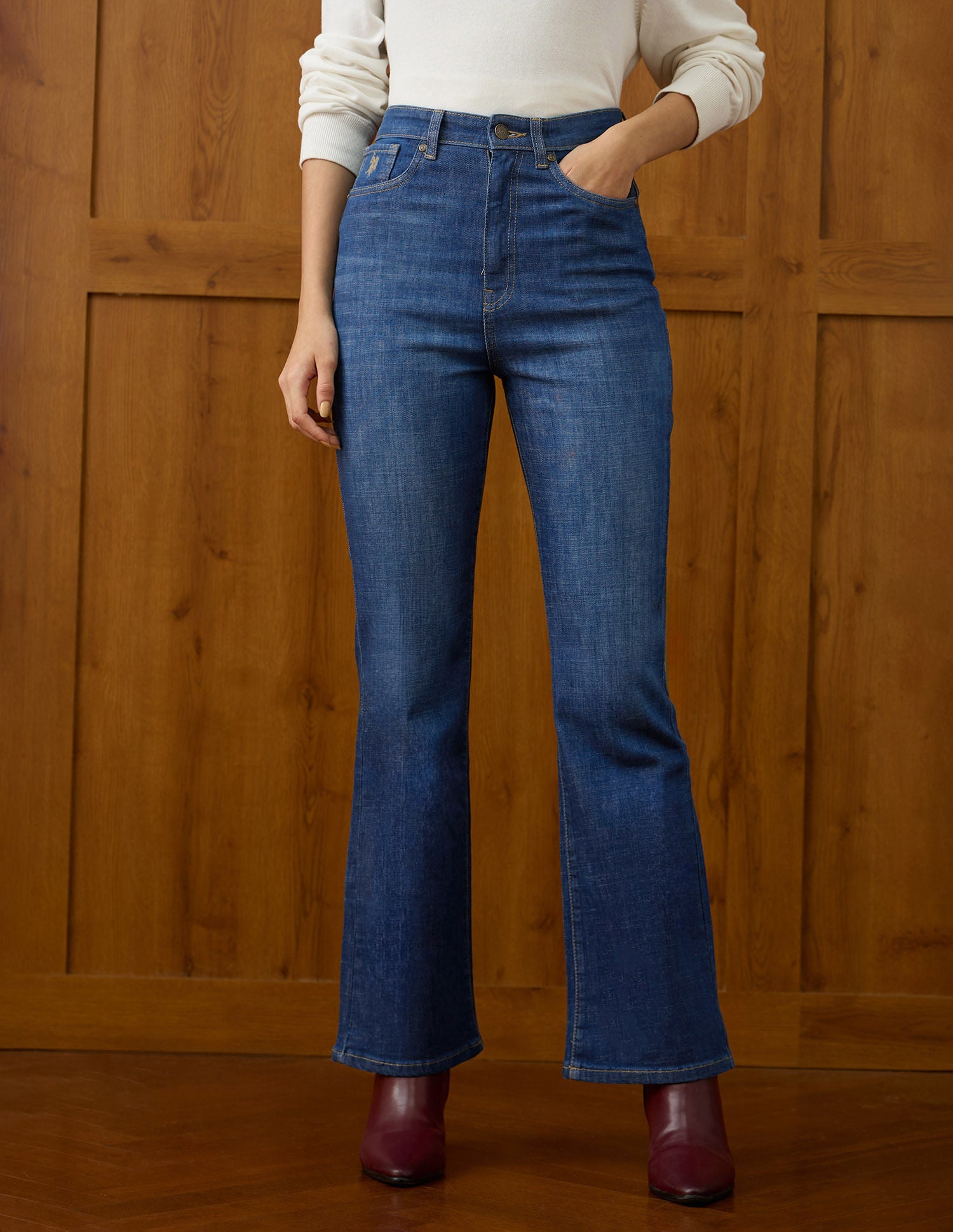 Ultra-High Rise Bootcut Fit Jeans Blue - U.S. POLO ASSN. | Large