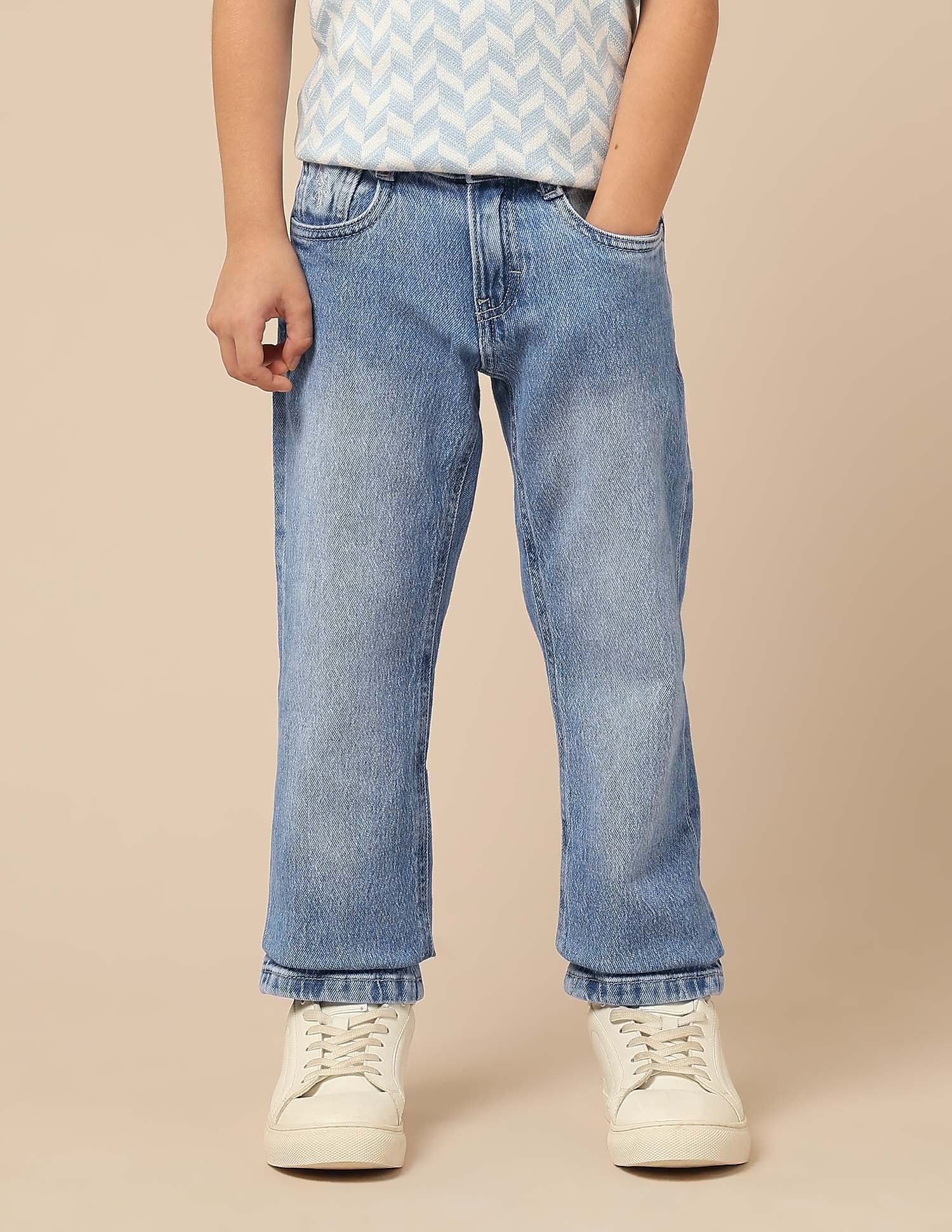 Boys Stone Washed Relaxed Fit Jeans Light Blue - U.S. POLO ASSN. | Large