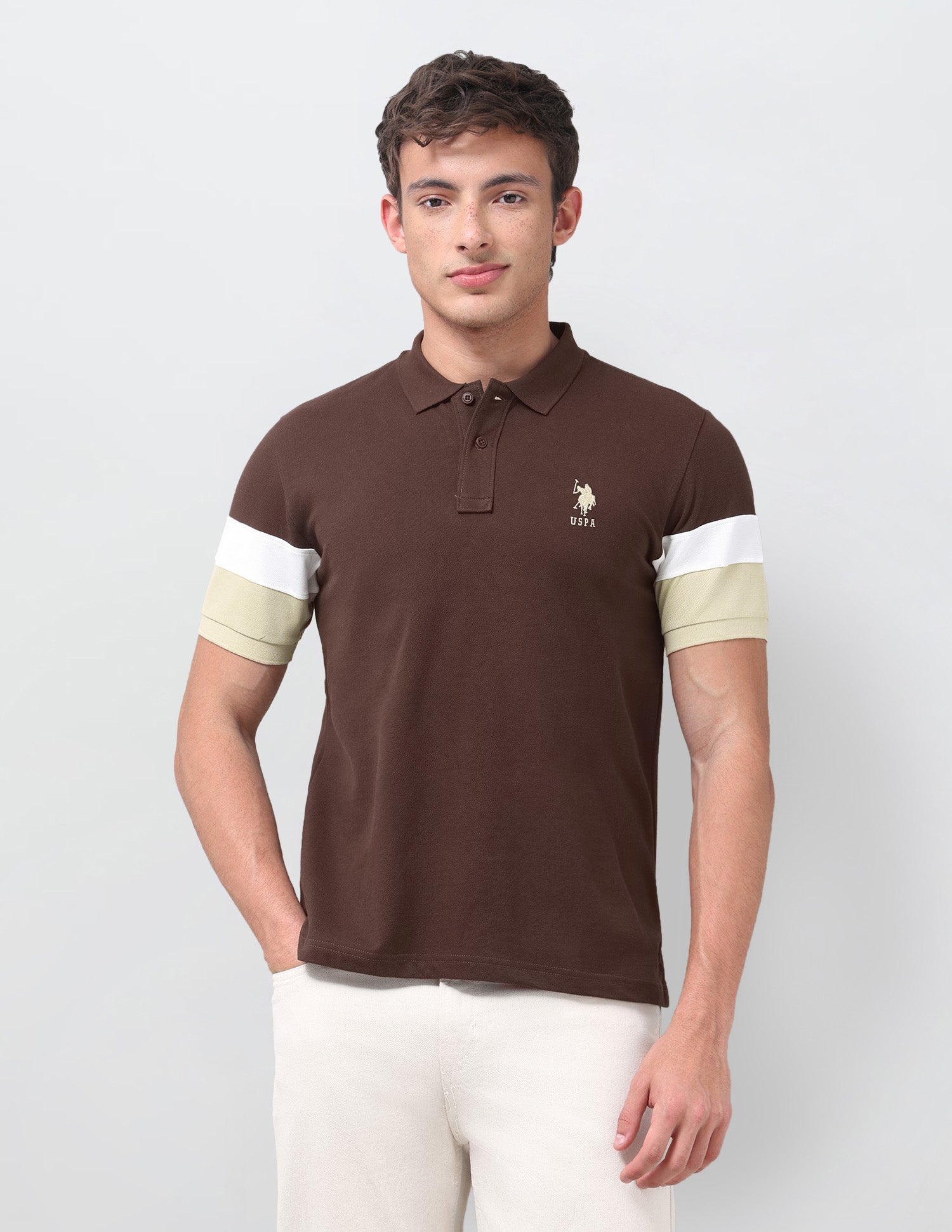 Solid Regular Fit Polo Shirt Dark Brown - U.S. Polo Assn. India | Large