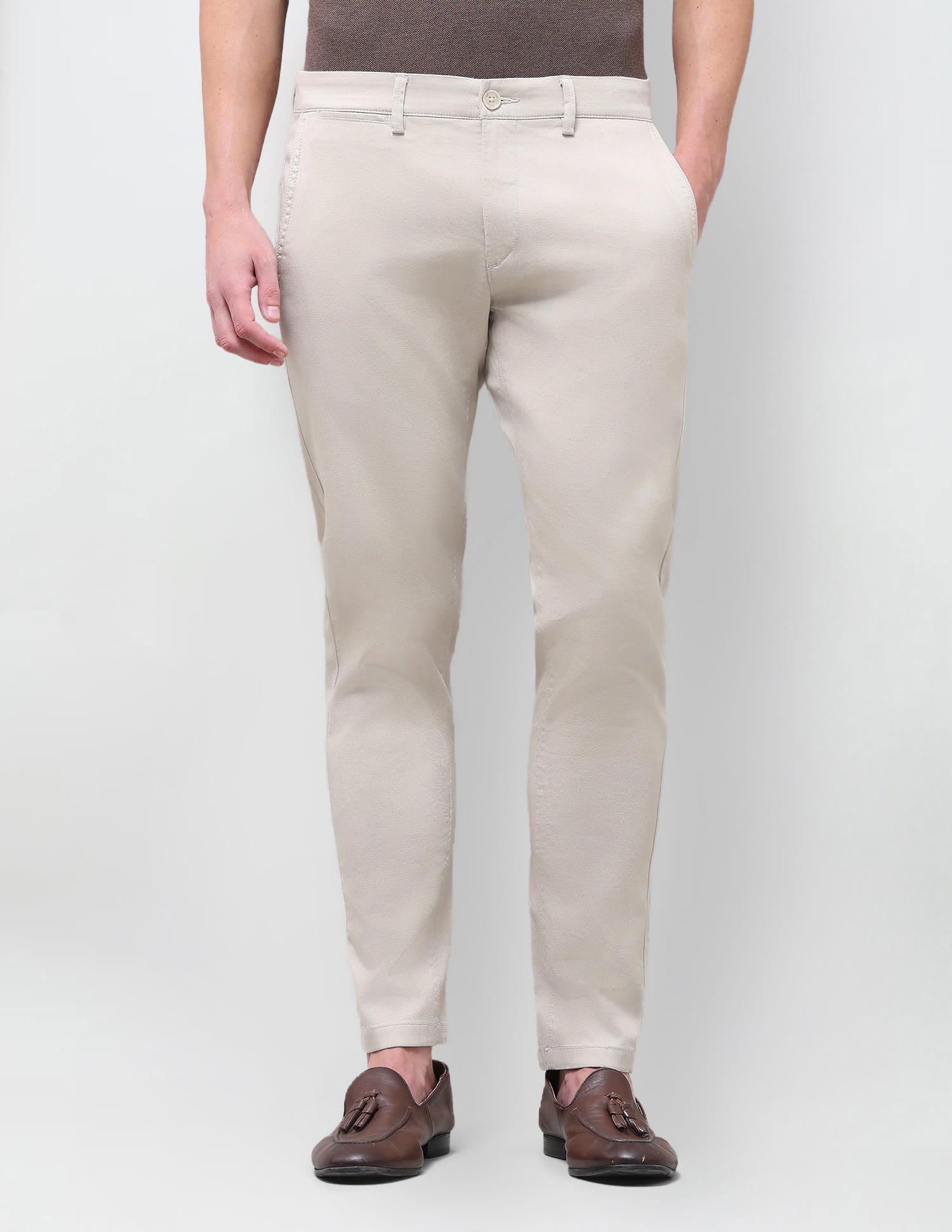 Solid Austin Slim Fit Trouser Beige - U.S. Polo Assn. India | Large