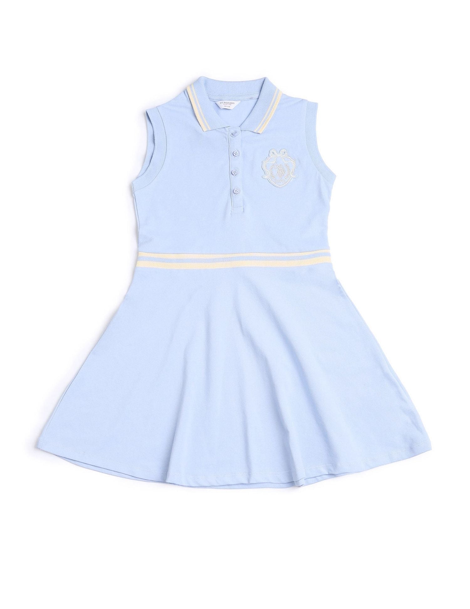 Girls Solid Skater Dress Light Blue - U.S. POLO ASSN. | Large
