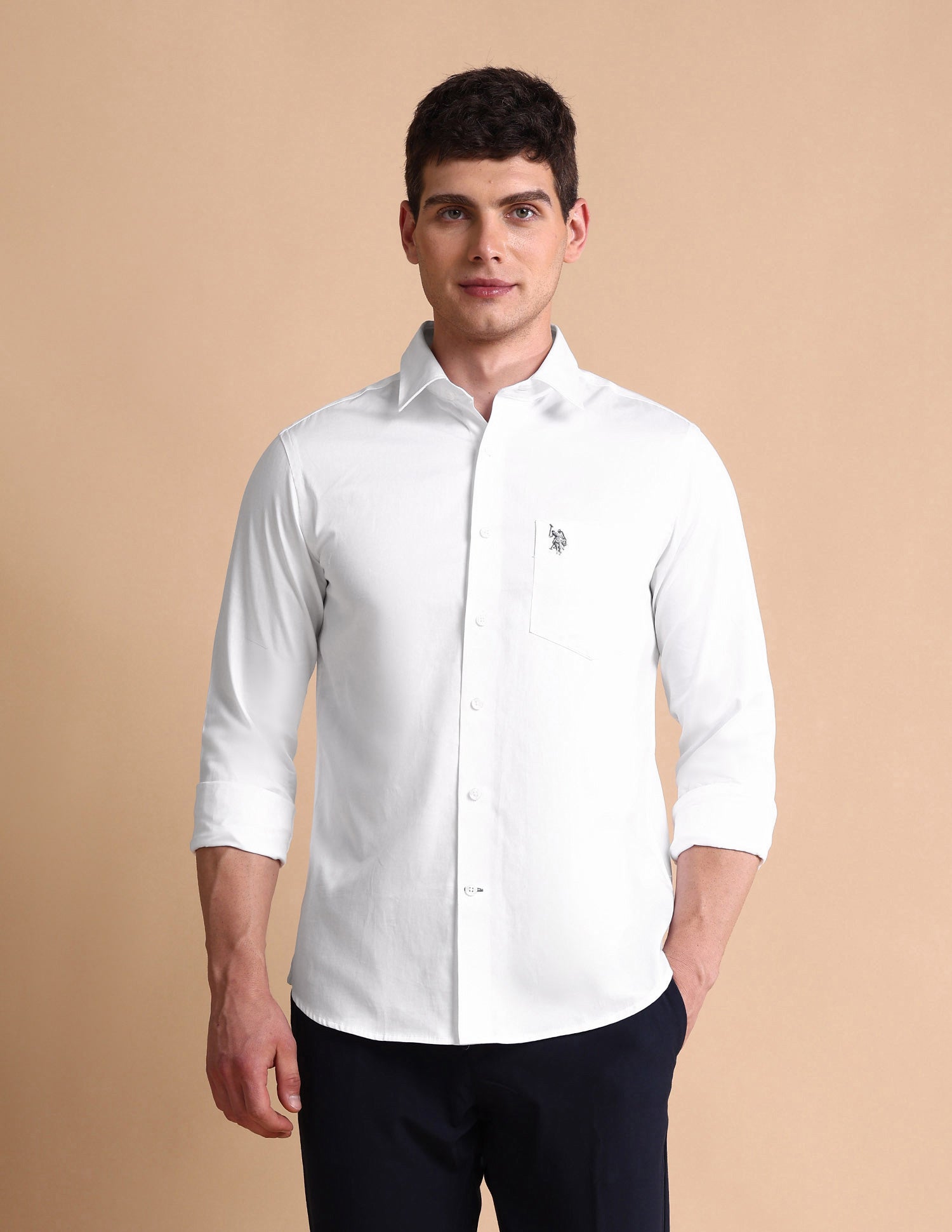 Pure Cotton Tailored Fit Shirt White - U.S. POLO ASSN. | Large