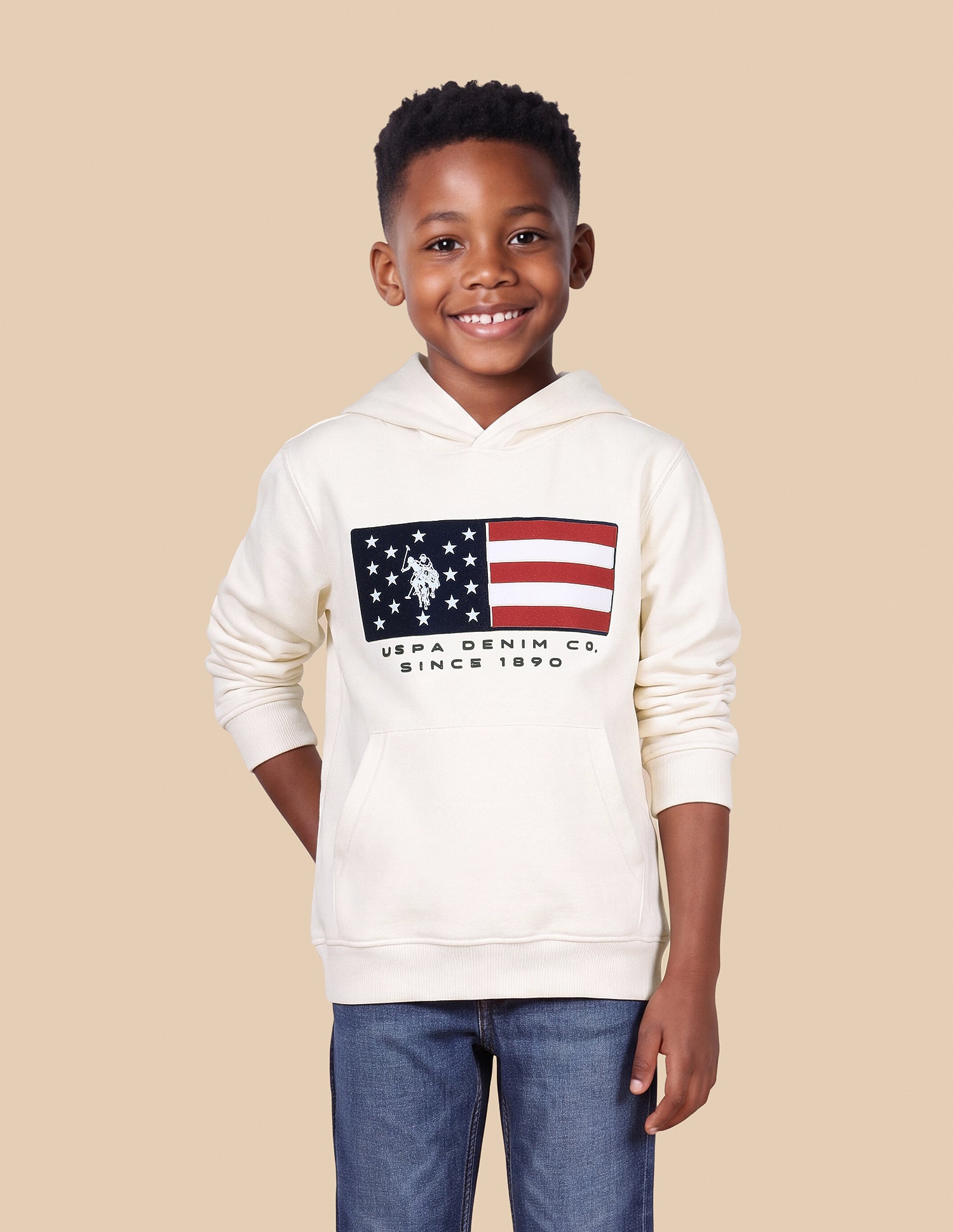 Graphic Brand Printed Regular Fit Sweatshirt Off White - U.S. Polo Assn. India | Large