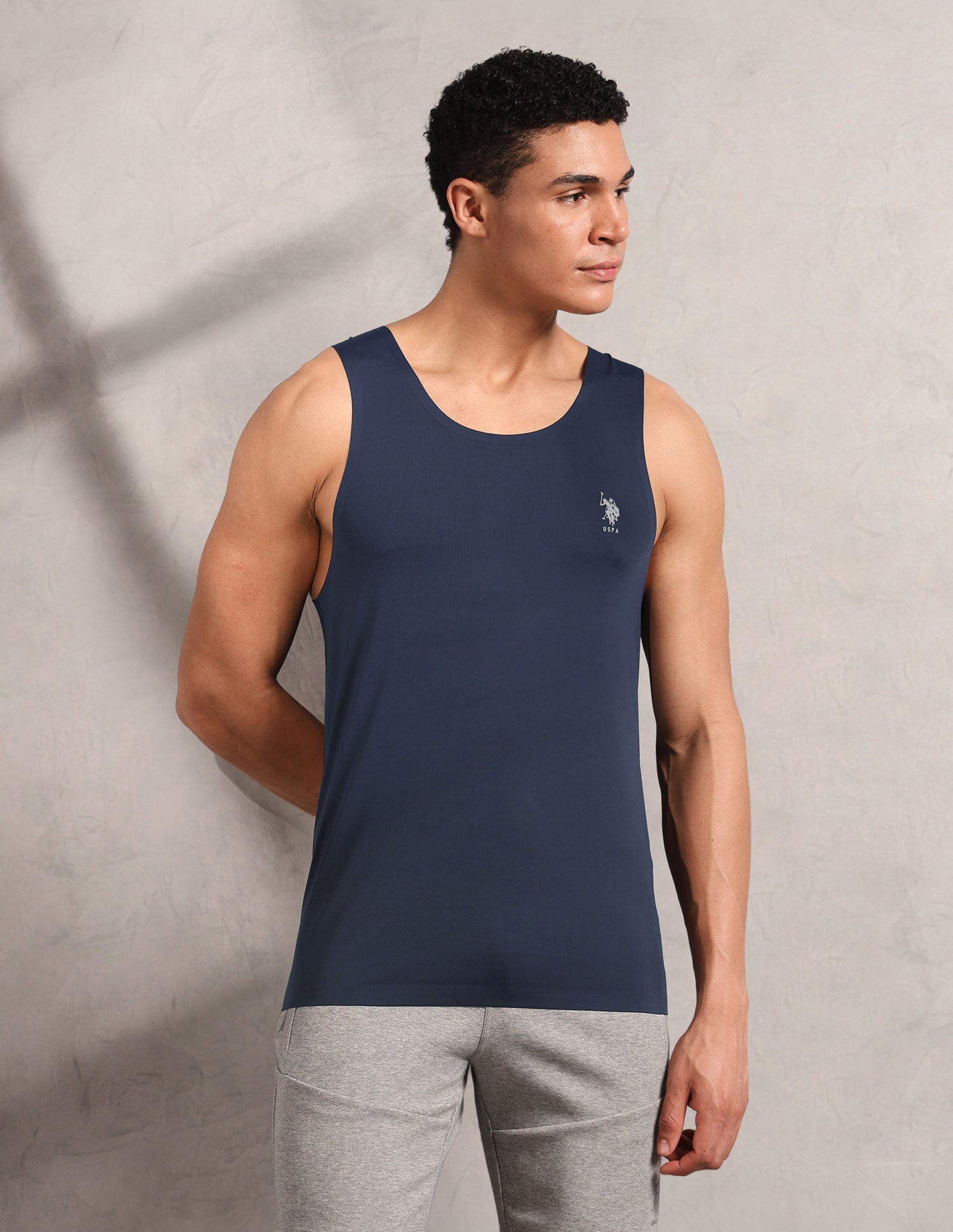 Breathe Easy Mesh Seamless RV001 Sports Vest Navy - U.S. Polo Assn. India | Large