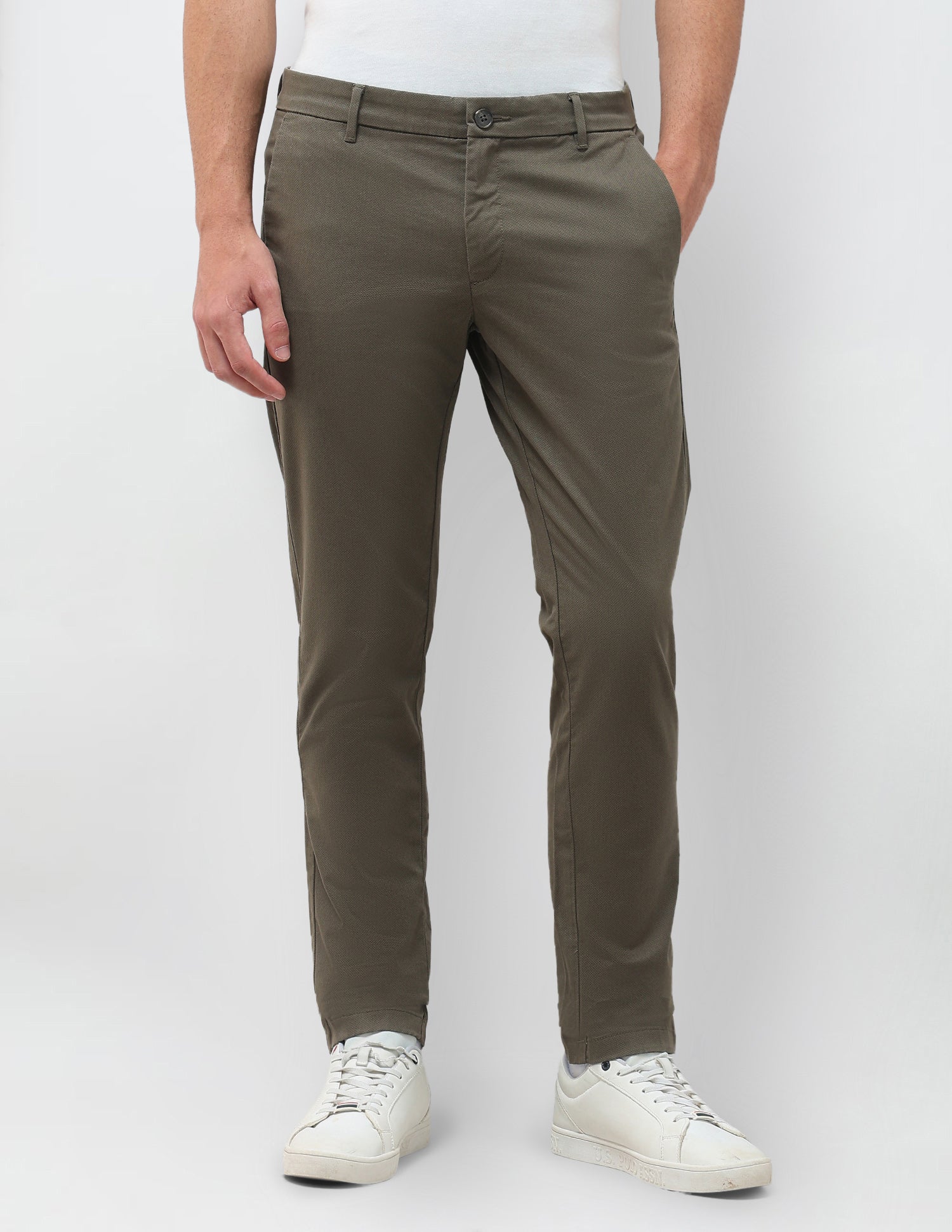 All-Over Printed Denver Slim Fit Trousers Olive - U.S. Polo Assn. India | Large