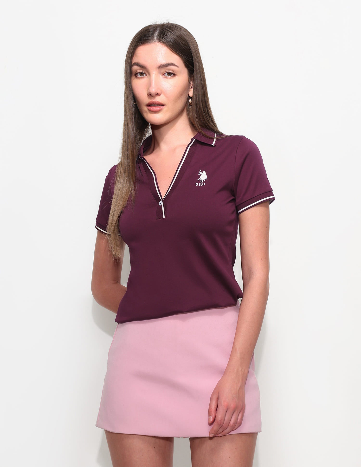 Regular Fit Solid Polo Shirt Purple - U.S. Polo Assn. India | Large