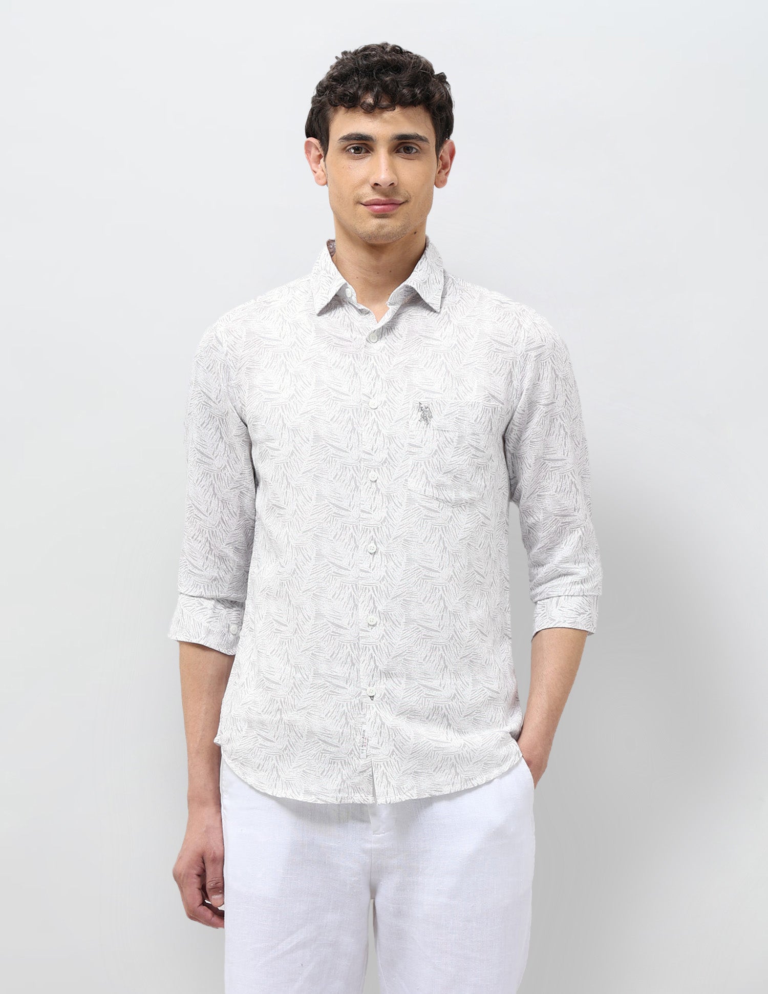 All Over Printed Tailored Fit Shirt Grey - U.S. POLO ASSN. | Large