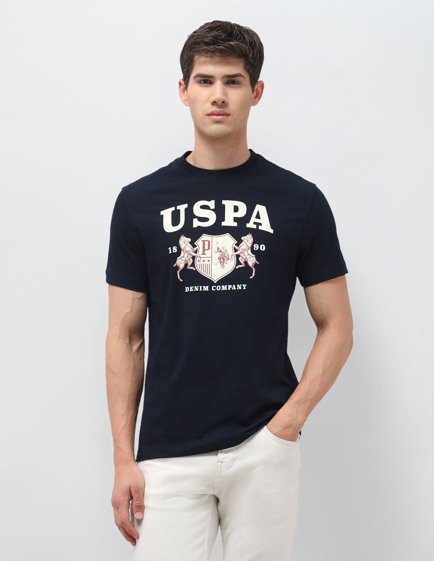 Graphic Brand Printed Slim Fit T-Shirt Navy - U.S. Polo Assn. India | Large