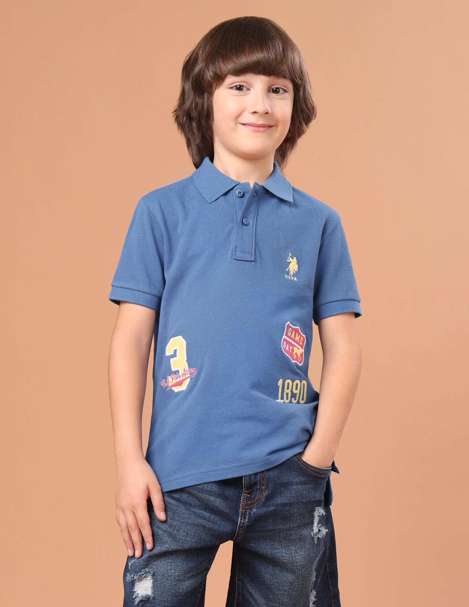 Brand Embroidered Applique Regular Fit Polo Shirt Blue - U.S. Polo Assn. India | Large