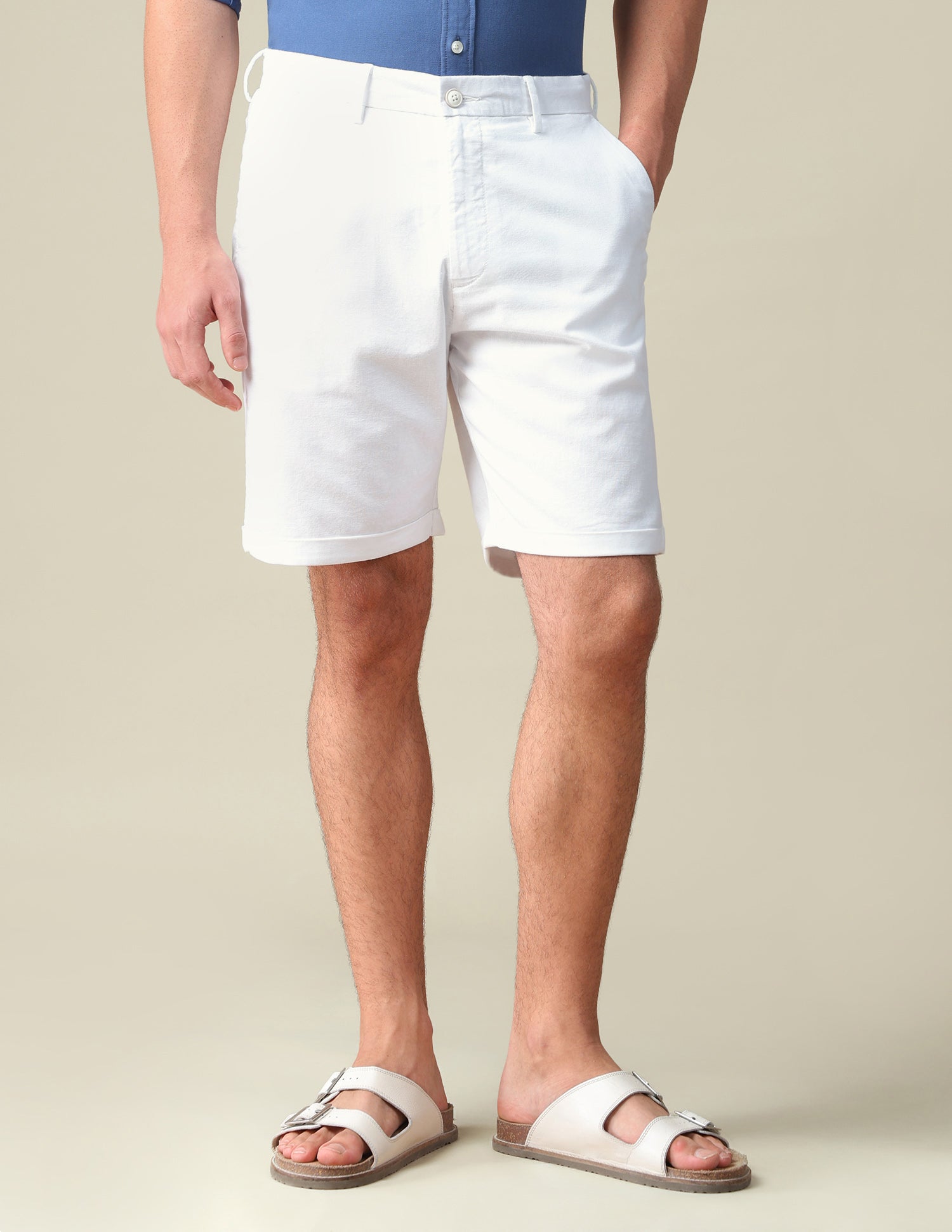 Mid Rise Slim Fit Shorts White - U.S. Polo Assn. India | Large