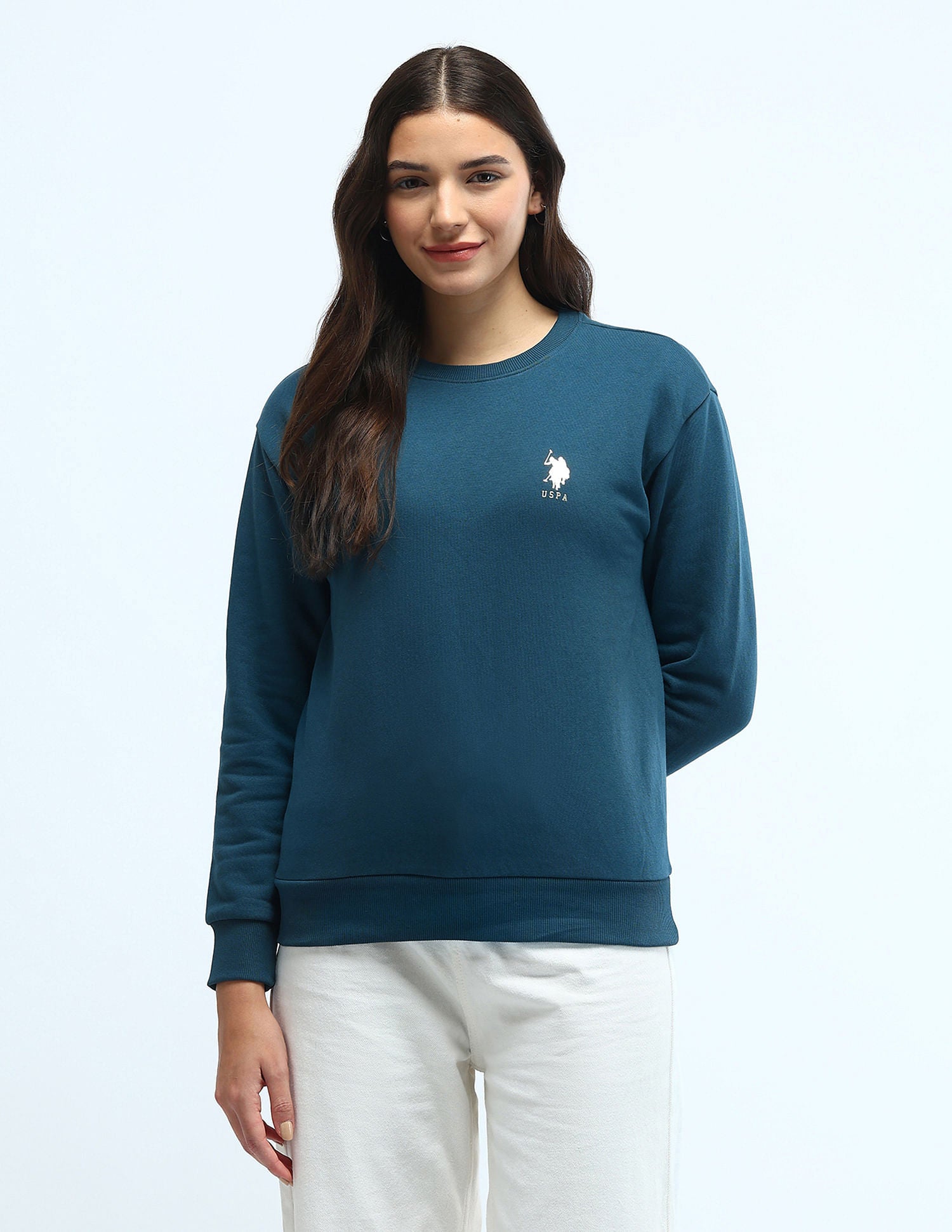 Hd Print Regular Fit Sweatshirt Teal - U.S. Polo Assn. India | Large