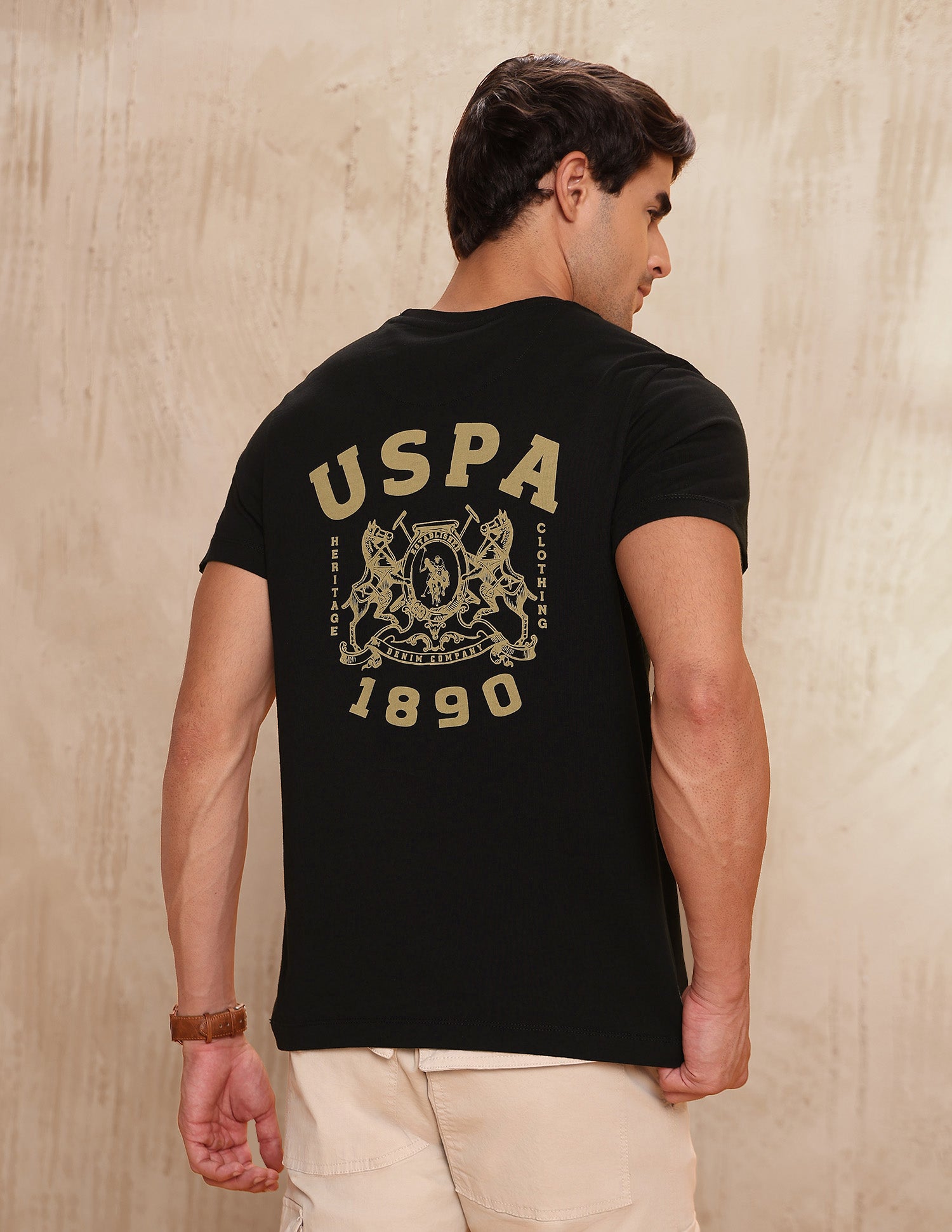 Pure Cotton Brand Printed T-Shirt Black - U.S. POLO ASSN. | Large