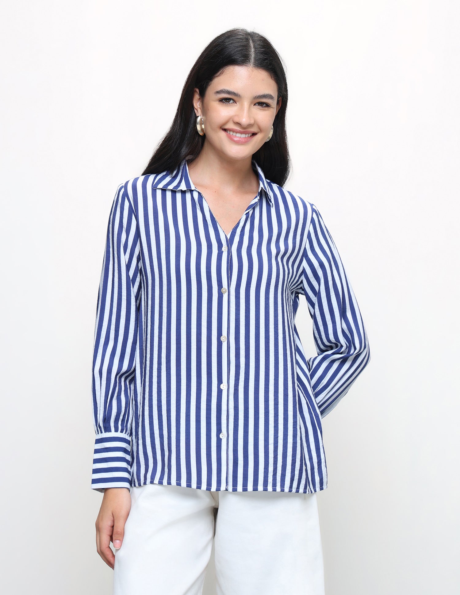 Vertical Striped Regular Fit Shirt Blue - U.S. Polo Assn. India | Large