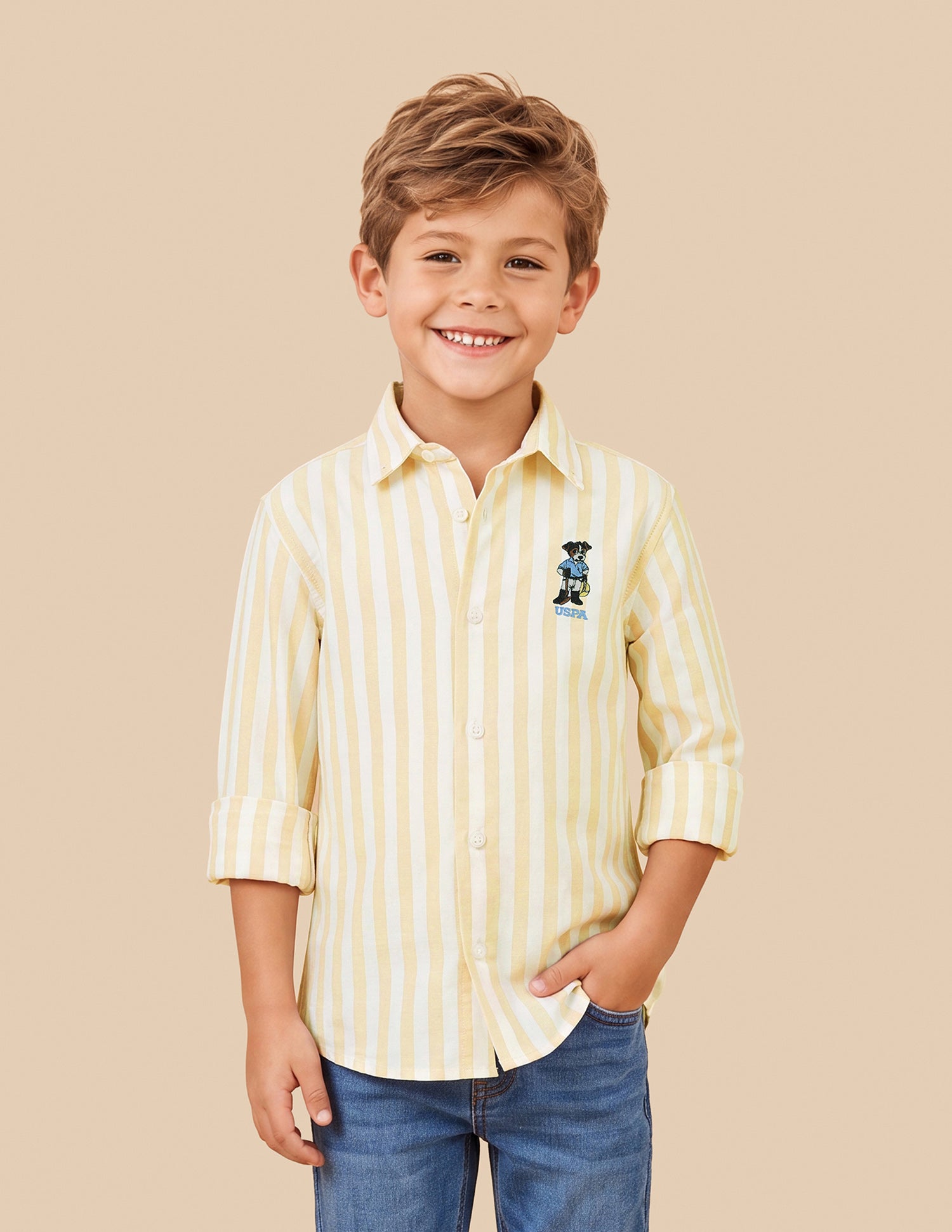 Vertical Striped Oxford Shirt Yellow - U.S. Polo Assn. India | Large