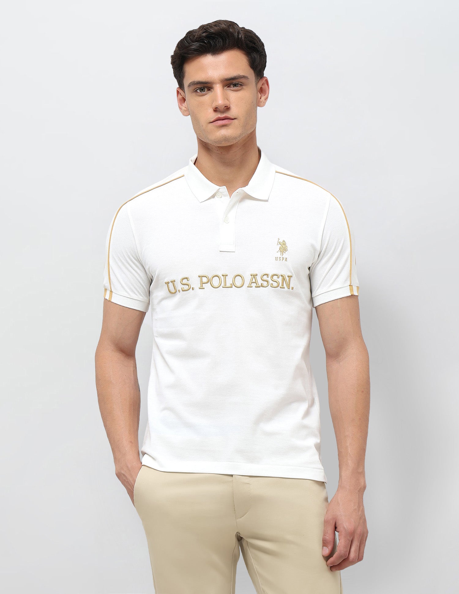 Brand Embroidered Slim Fit Polo Shirt