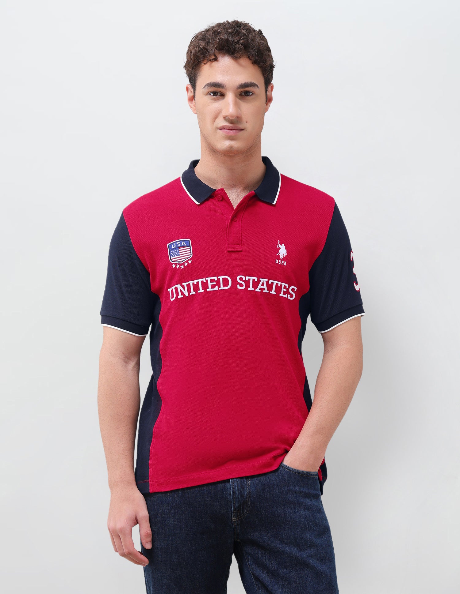 Colourblocked Slim Fit Polo Shirt Red - U.S. Polo Assn. India | Large