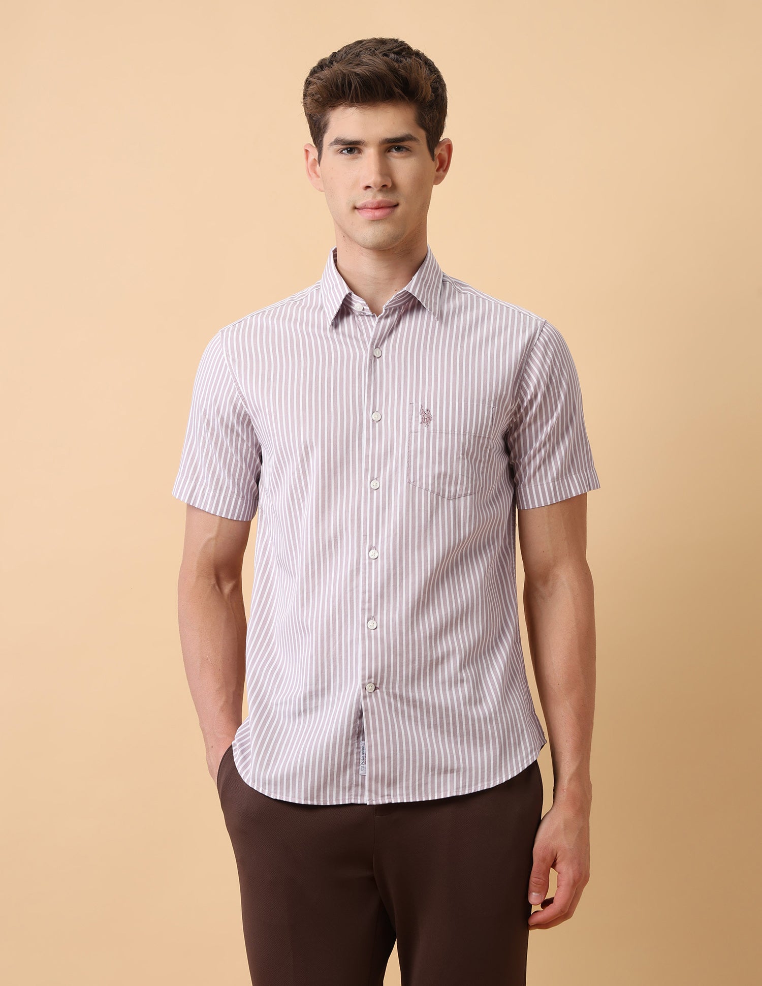 Pacho X Dobby Regular Fit Shirt Mauve - U.S. Polo Assn. India | Large