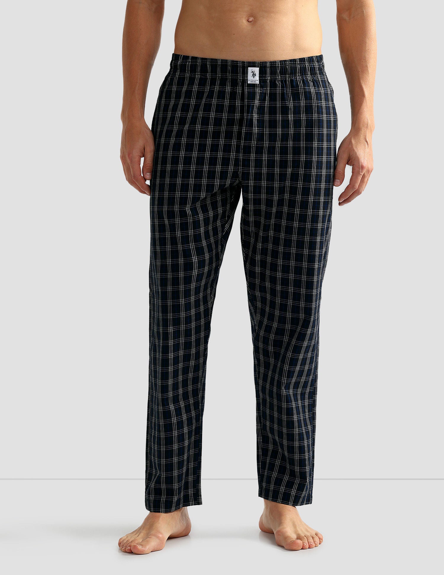 All Over Check OELP5 Lounge Track Pants - Pack Of 1 Black Blue White - U.S. POLO ASSN. | Large