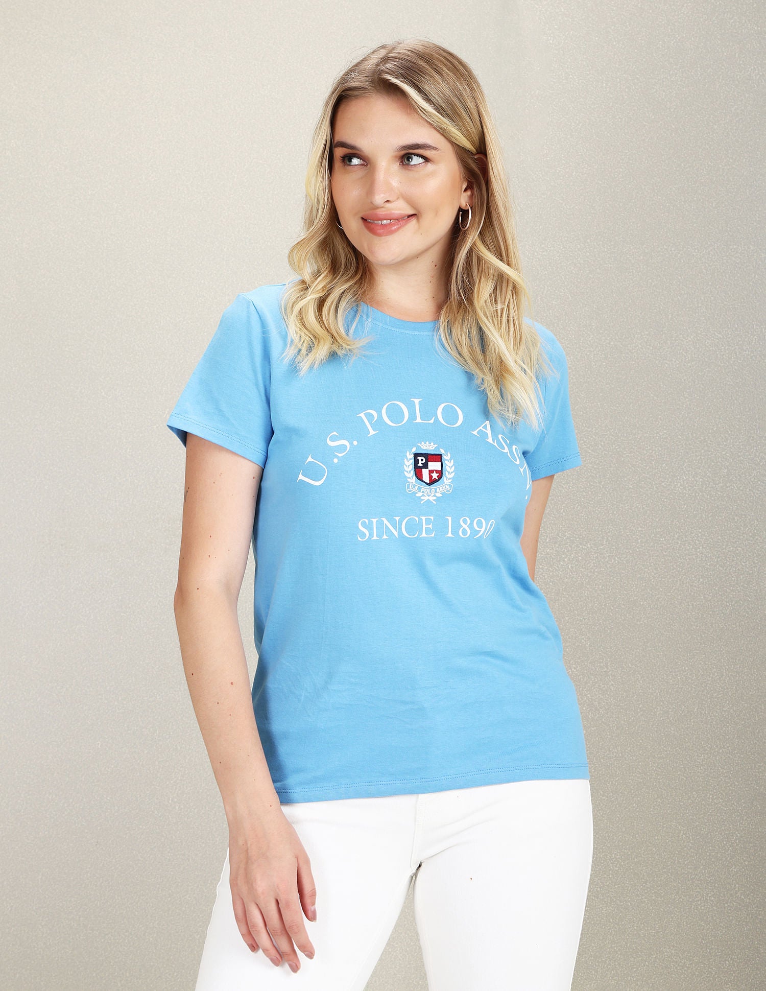 Crew Neck Appliqued Crest T-Shirt Light Blue - U.S. POLO ASSN. | Large