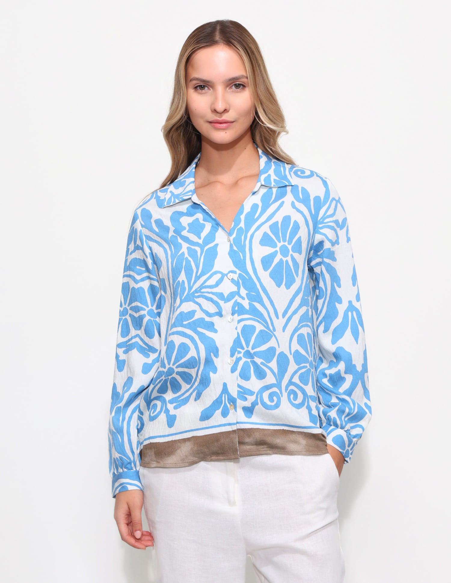 Floral Printed Regular Fit Shirt Blue - U.S. Polo Assn. India | Large