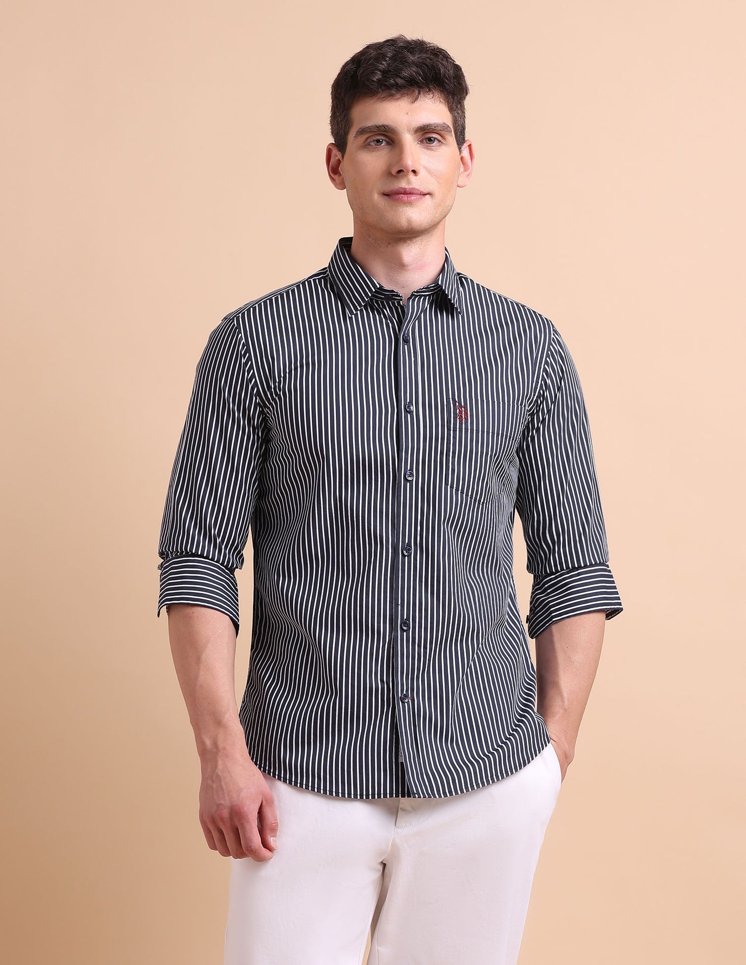 Vertical Striped Tailored Fit Shirt Navy - U.S. POLO ASSN. | Large