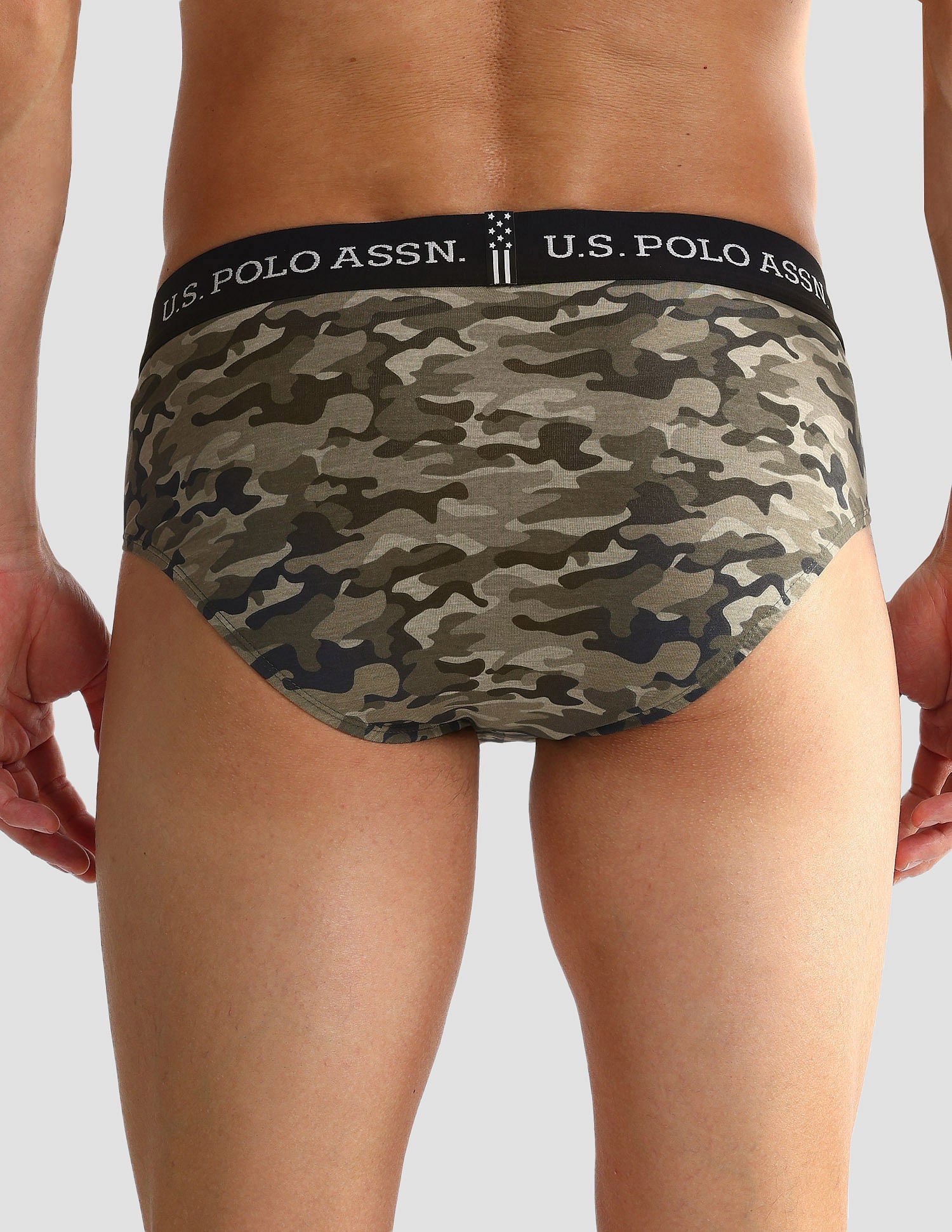 Elasticized Waist OEB09 Briefs - Pack Of 2 Camo Olive and Dark Olive - U.S. POLO ASSN. | Large