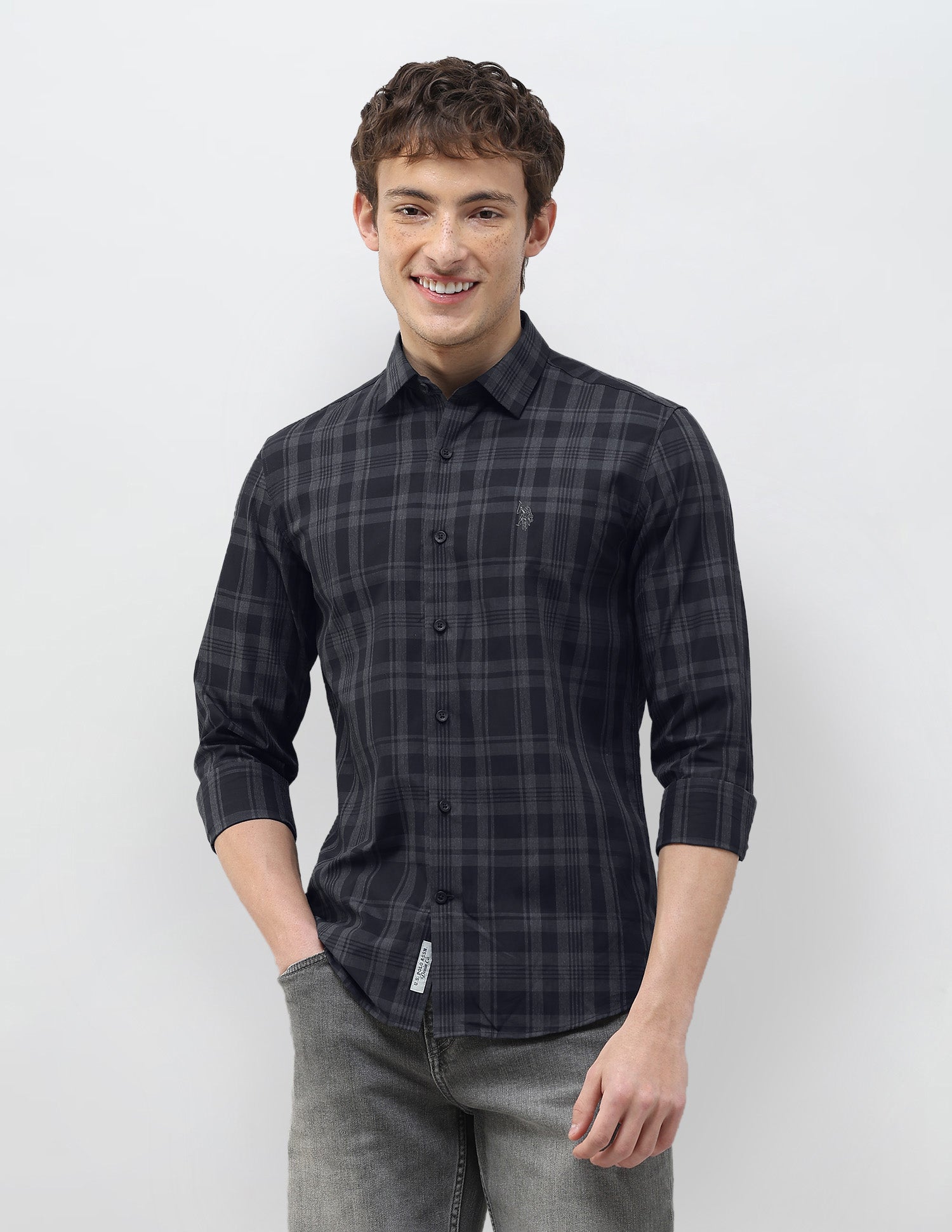 Tartan Checked Regular Fit Shirt Black - U.S. Polo Assn. India | Large