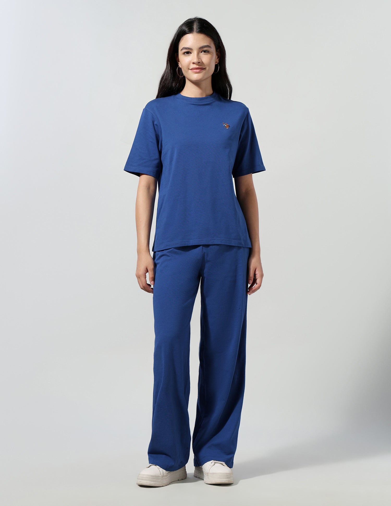 Boxy Fit T-Shirt With Wide Leg Track Pants Blue - U.S. Polo Assn. India | Large