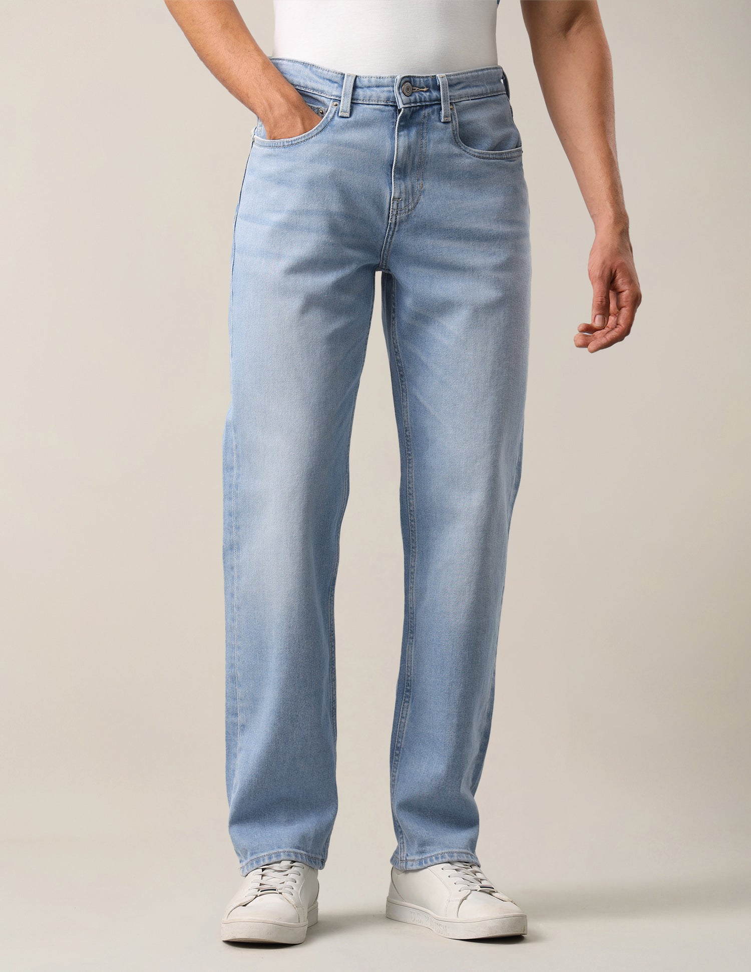 Shawn Relaxed Fit Blue Jeans Light Blue - U.S. Polo Assn. India | Large