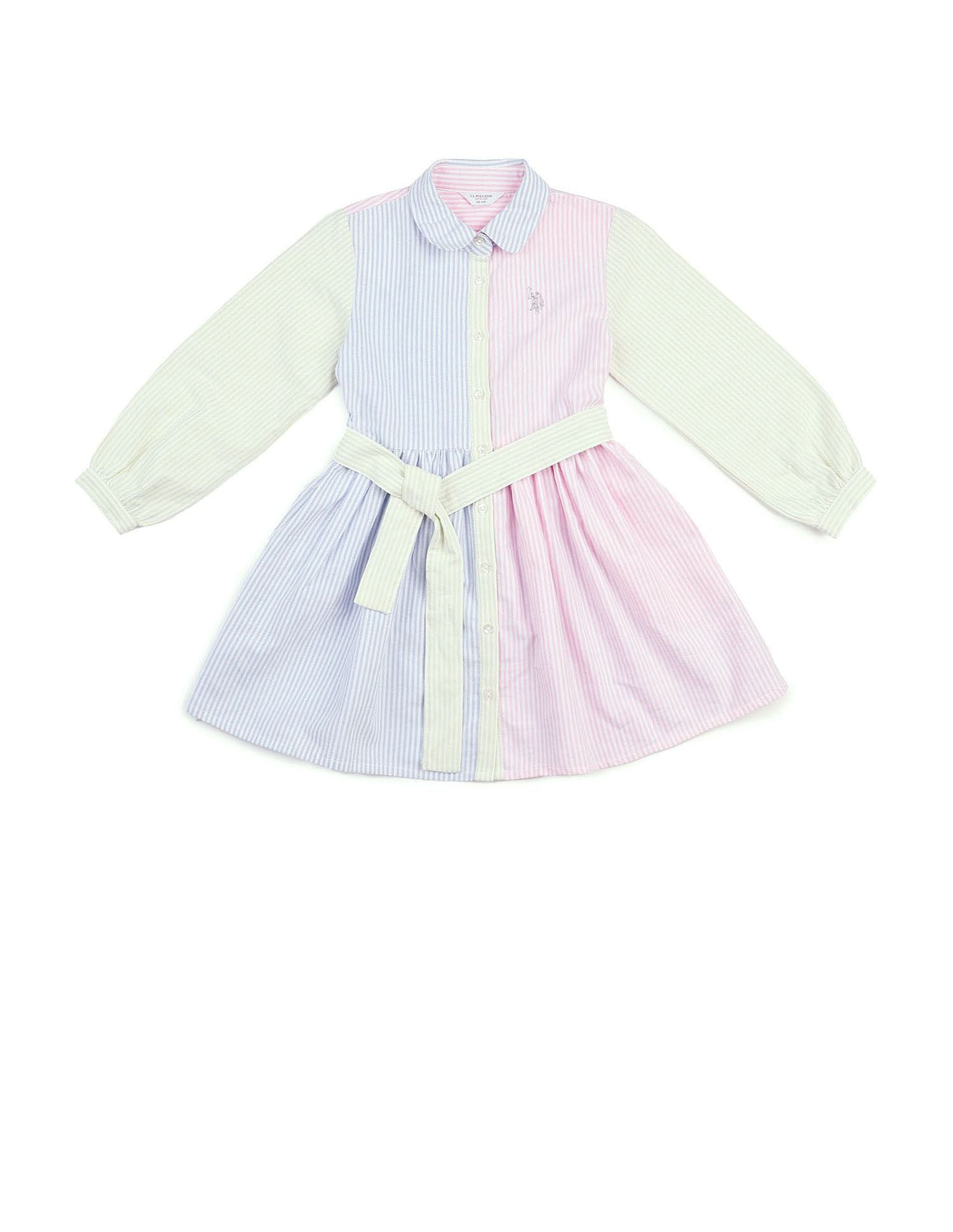Girls Vertical Striped Shirt Dress Multi - U.S. POLO ASSN. | Large