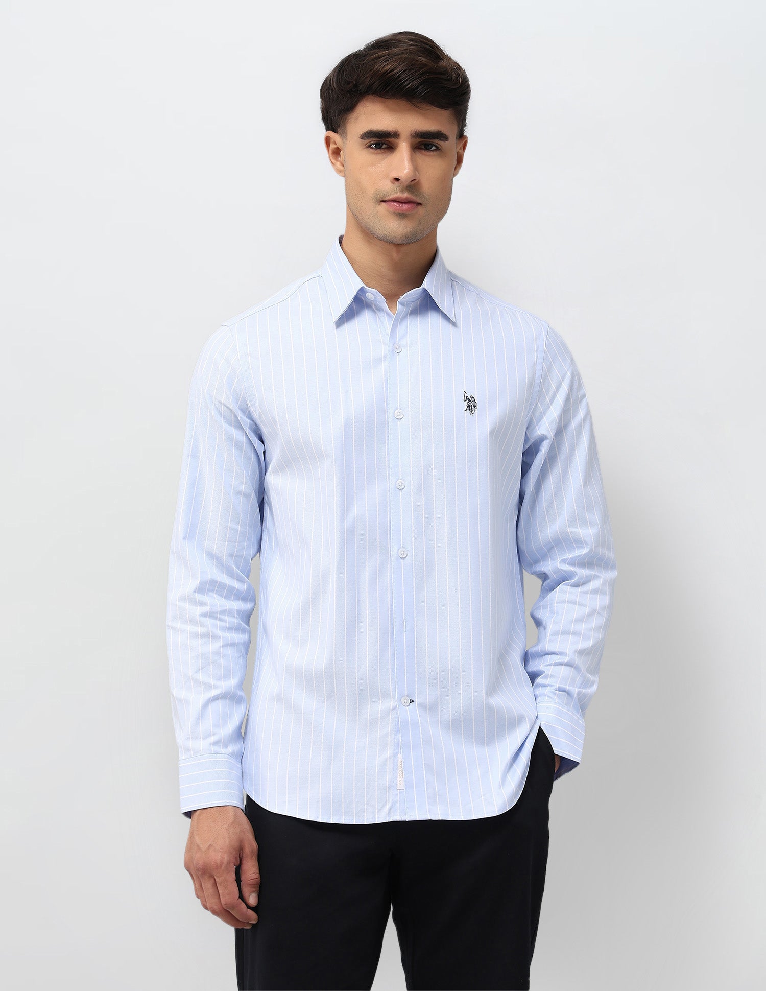 Tailored Fit Vertical Striped Shirt Blue - U.S. POLO ASSN. | Large