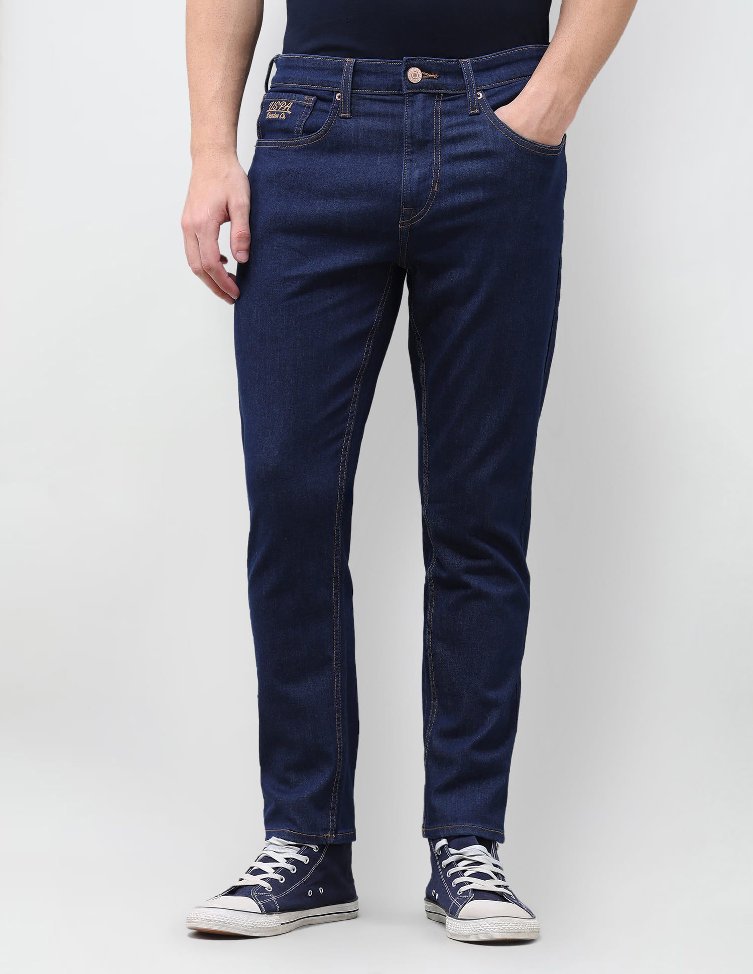 Solid Tapered Fit Jeans Blue - U.S. Polo Assn. India | Large