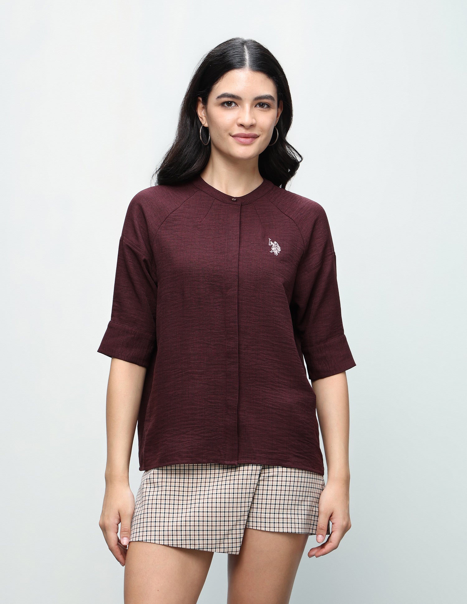 Solid Regular Fit Top Maroon - U.S. Polo Assn. India | Large