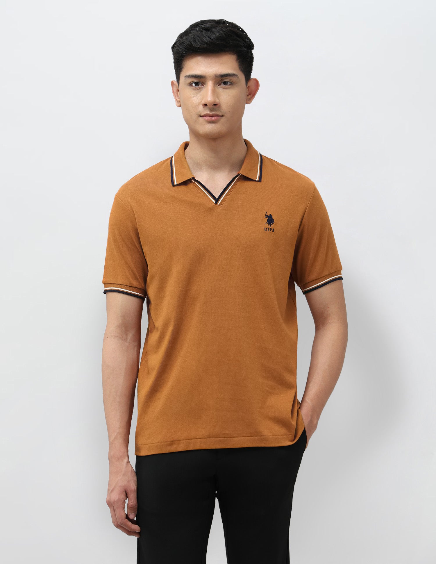 Pure Cotton Slim Fit Polo Shirt Brown - U.S. Polo Assn. India | Large