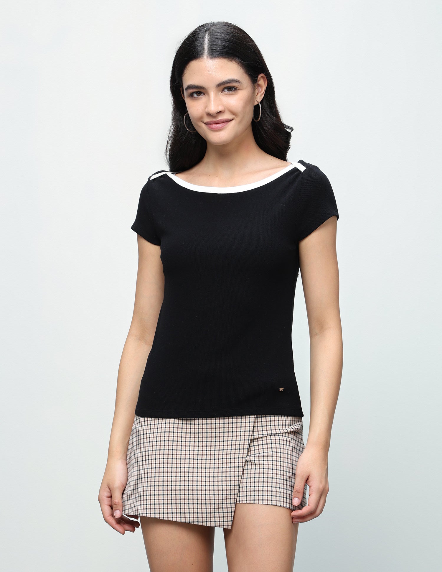 Fitted Boat Neck T-Shirt Black - U.S. Polo Assn. India | Large