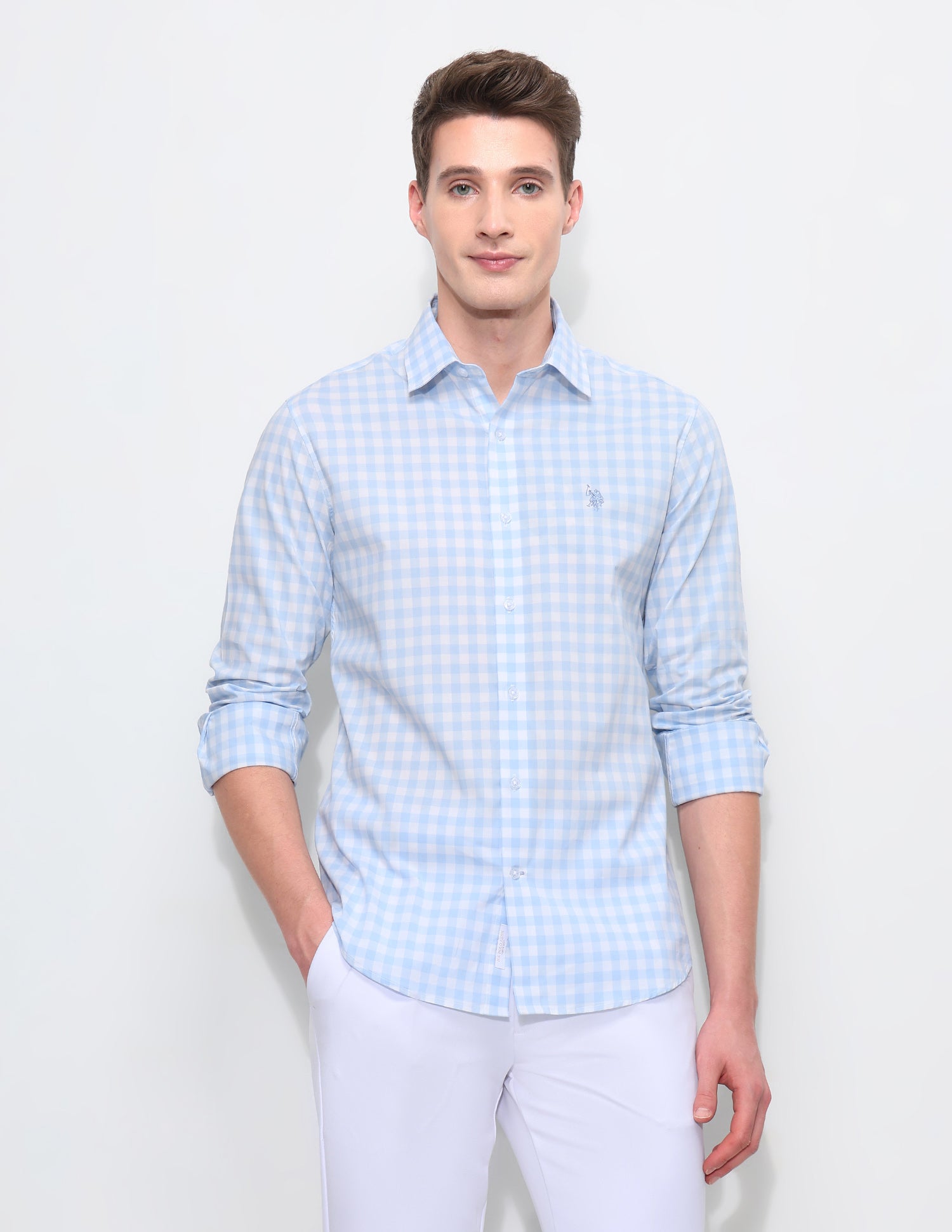 White Harbour Premium Poplin Shirt Light Blue - U.S. Polo Assn. India | Large