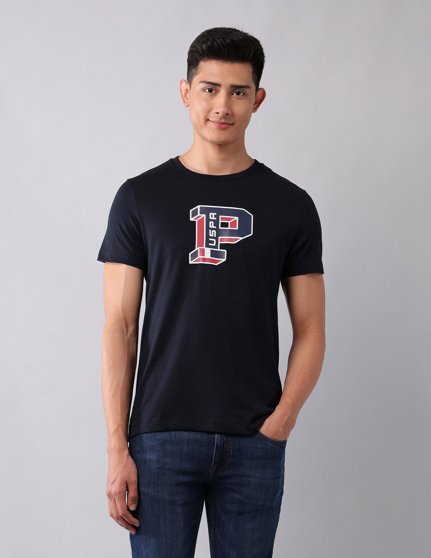 Muscle Fit Brand Printed T-Shirt Navy - U.S. Polo Assn. India | Large