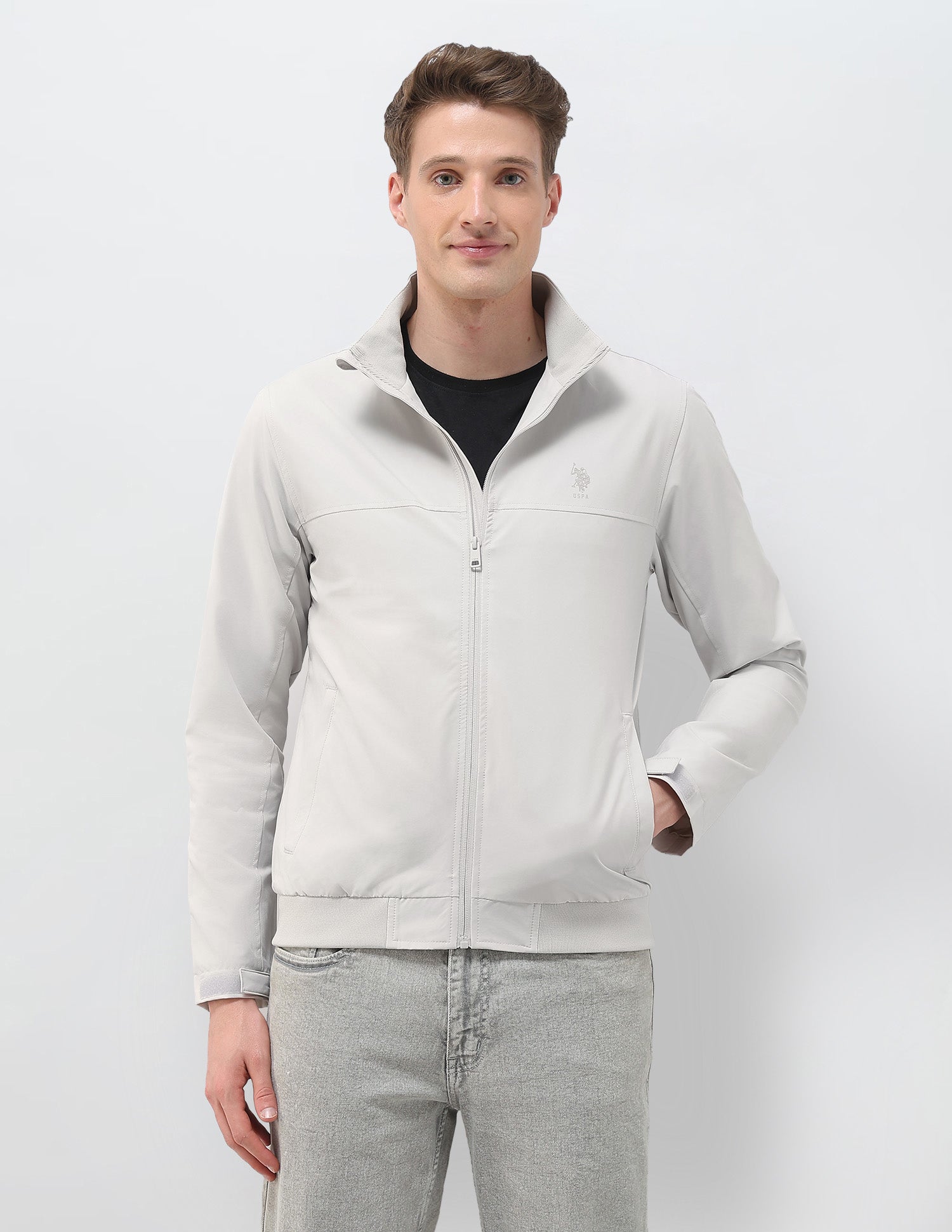 Regular Fit Solid Casual Jacket Ecru - U.S. Polo Assn. India | Large
