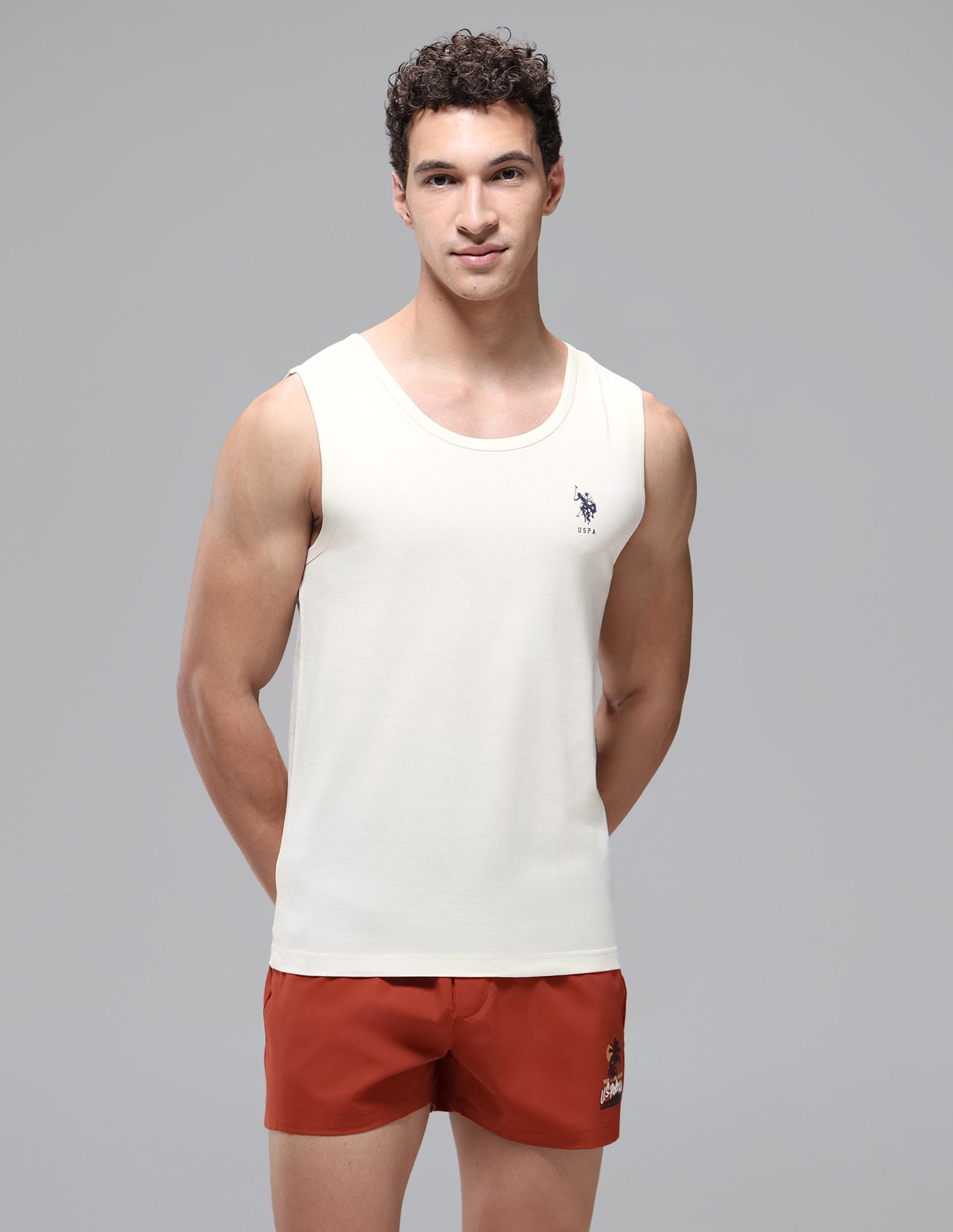 Anti Microbial Pure Cotton OEV08 Vest - Pack Of 2 Rust/Ivory - U.S. Polo Assn. India | Large