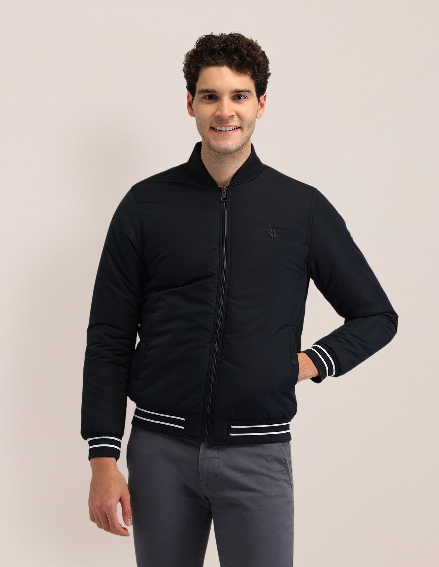 Solid Regular Fit Jacket Navy - U.S. POLO ASSN. | Large