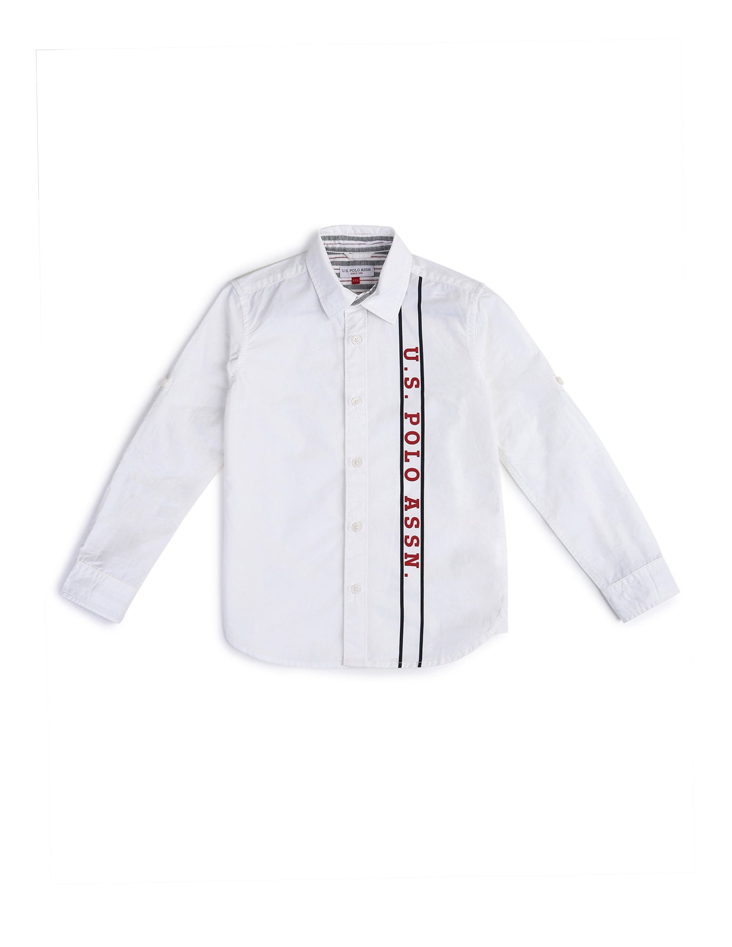 Boys Regular Fit Brand Printed Shirt White - U.S. Polo Assn. India | Large
