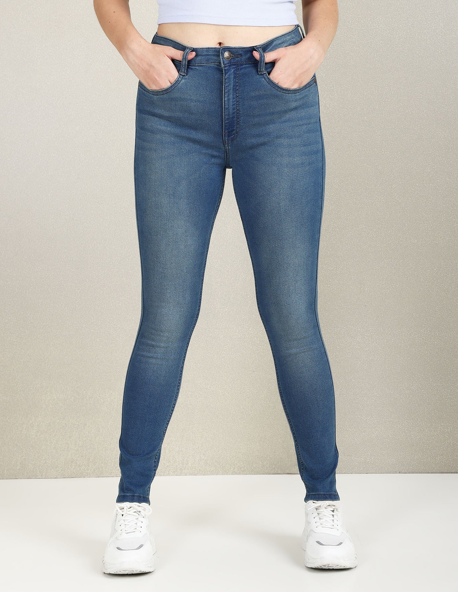 High Rise Skinny Fit Tinted Jeans Blue - U.S. Polo Assn. India | Large