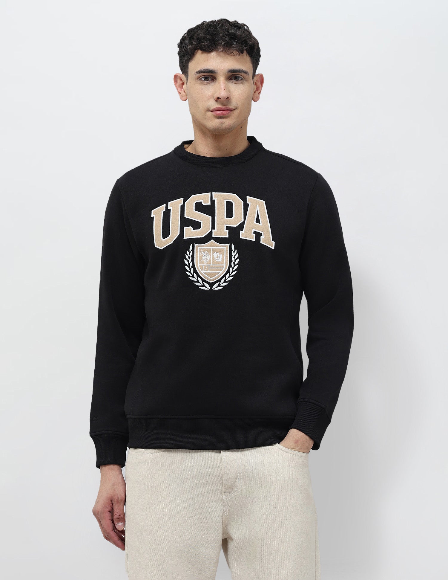 Brand Embroidered Regular Fit Sweatshirt Black - U.S. POLO ASSN. | Large