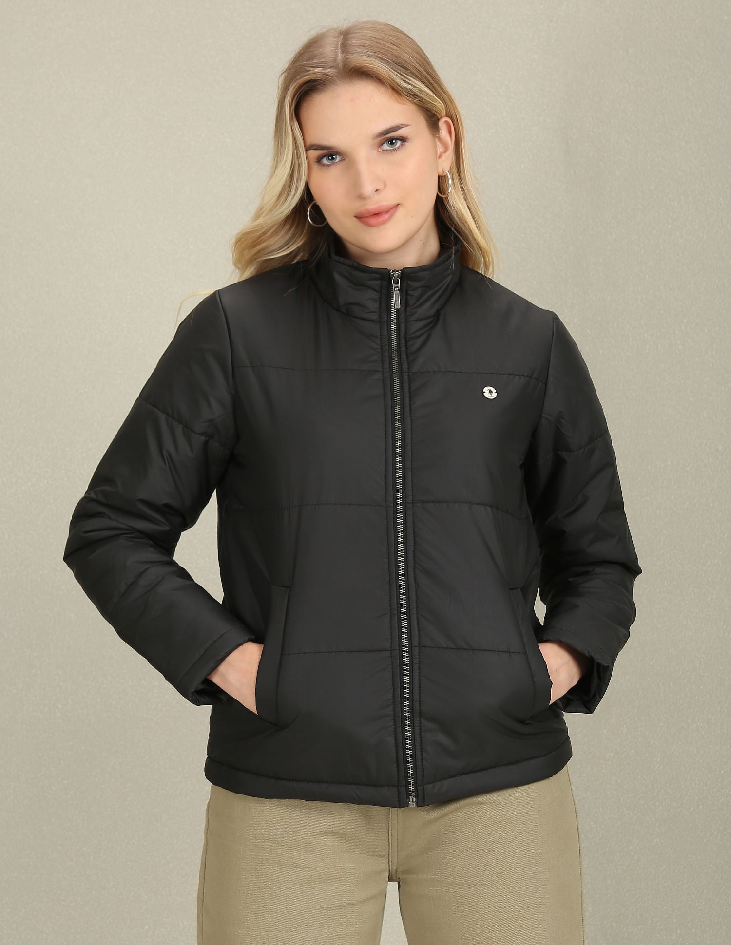 High Neck Puffer Jacket Black - U.S. Polo Assn. India | Large