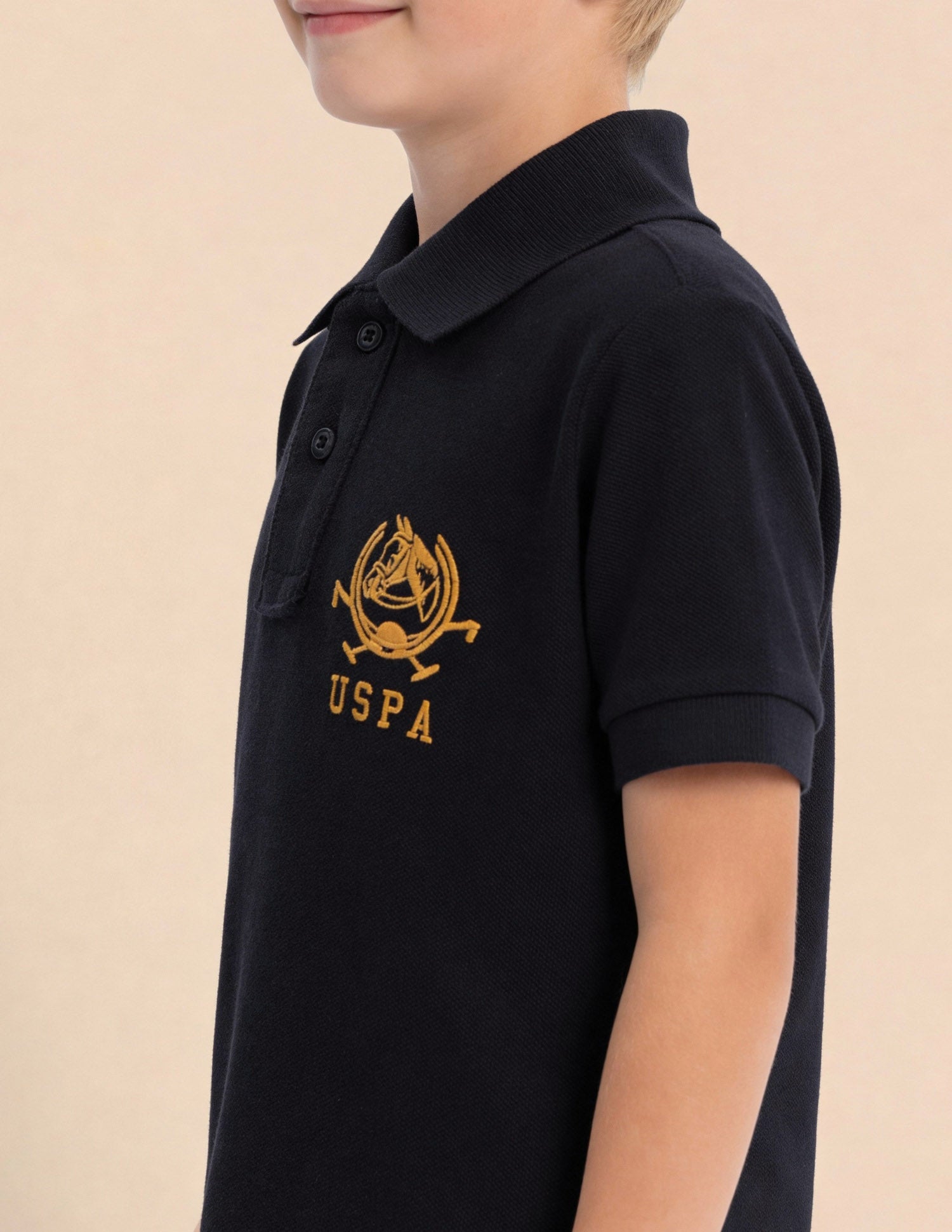 Solid Cotton Pique Polo Shirt Navy - U.S. Polo Assn. India | Large