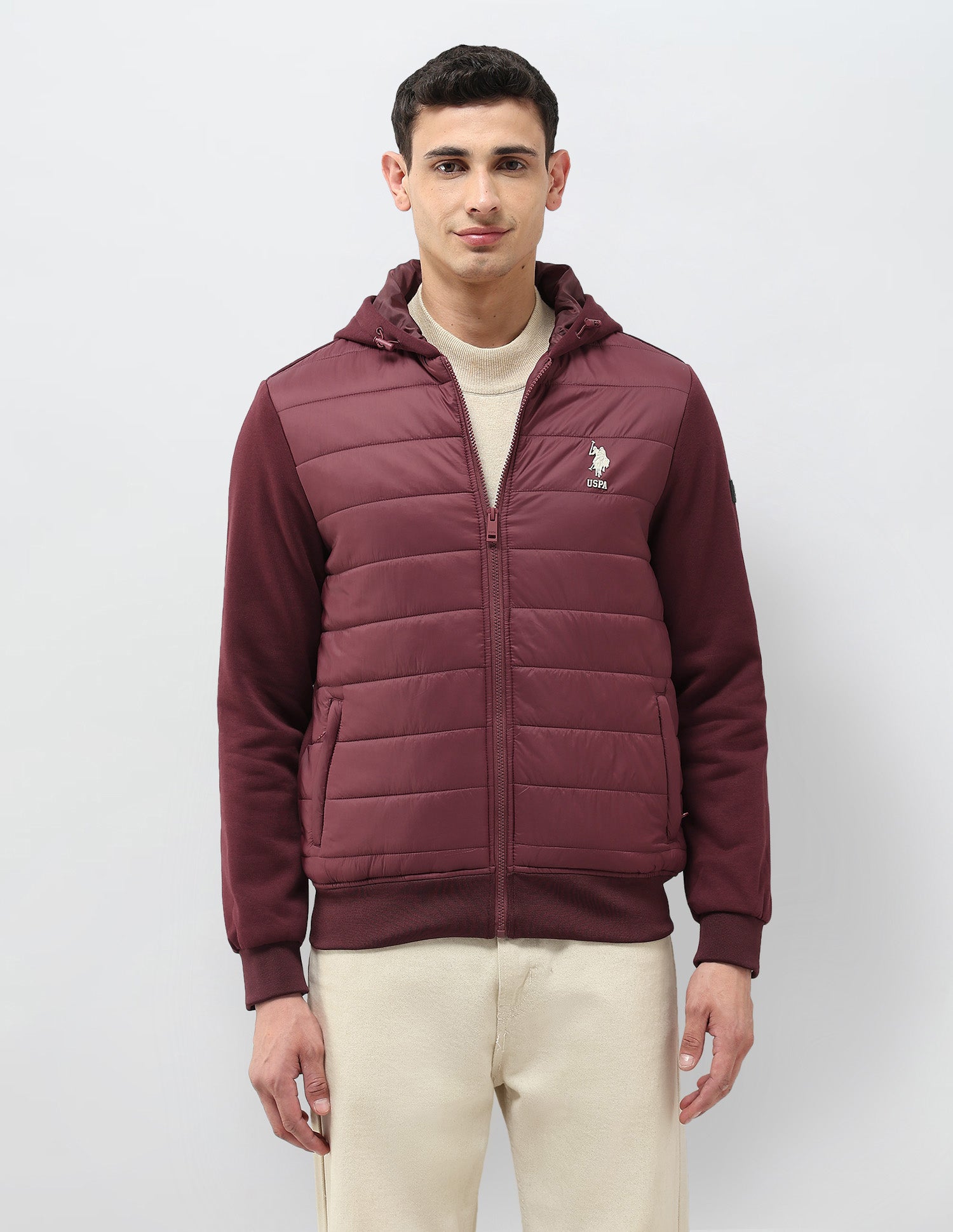 Solid Hooded Puffer Jacket Maroon - U.S. POLO ASSN. | Large