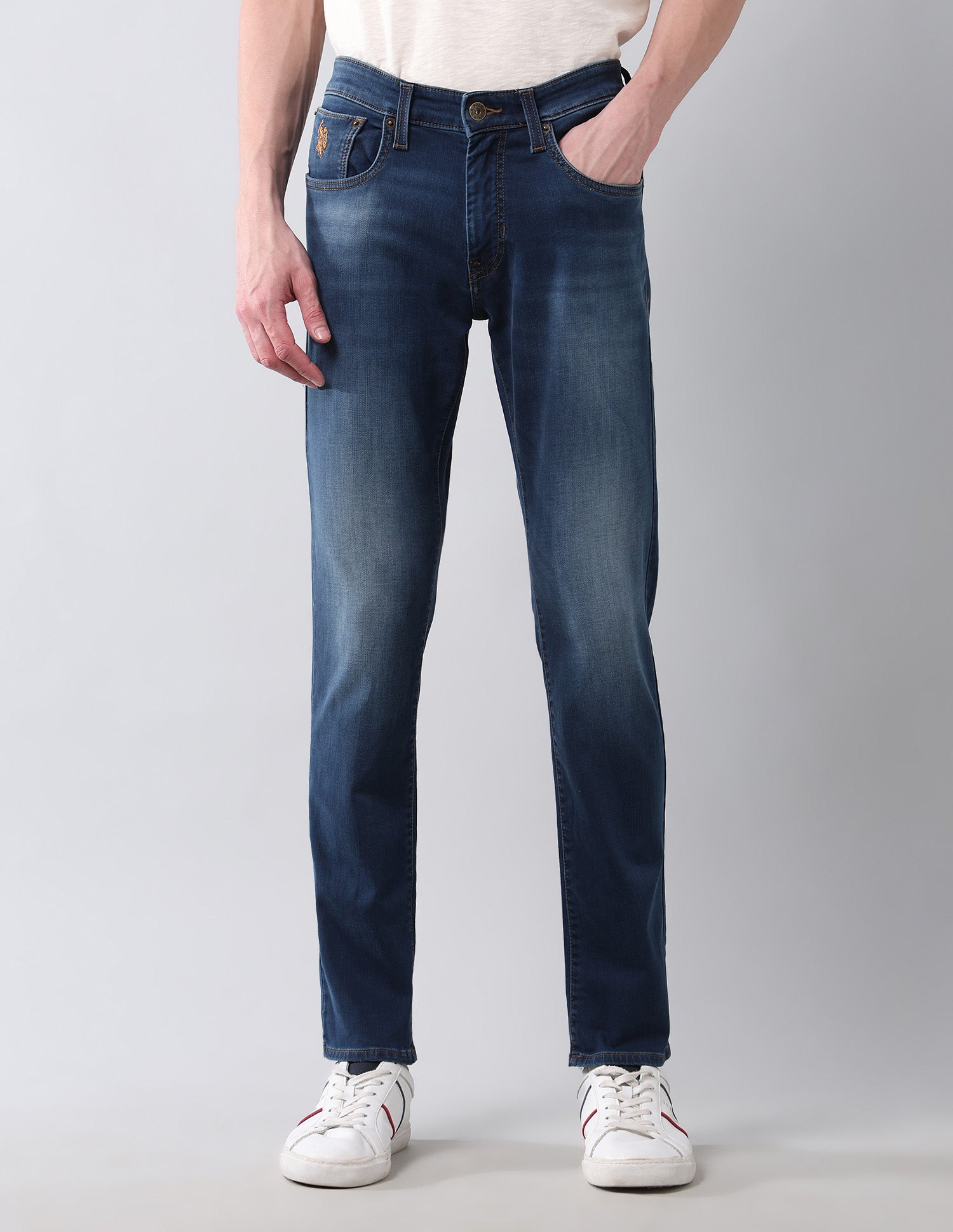 Brandon Slim Tapered Fit Blue Super Stretch Jeans Dark Wash - U.S. Polo Assn. India | Large