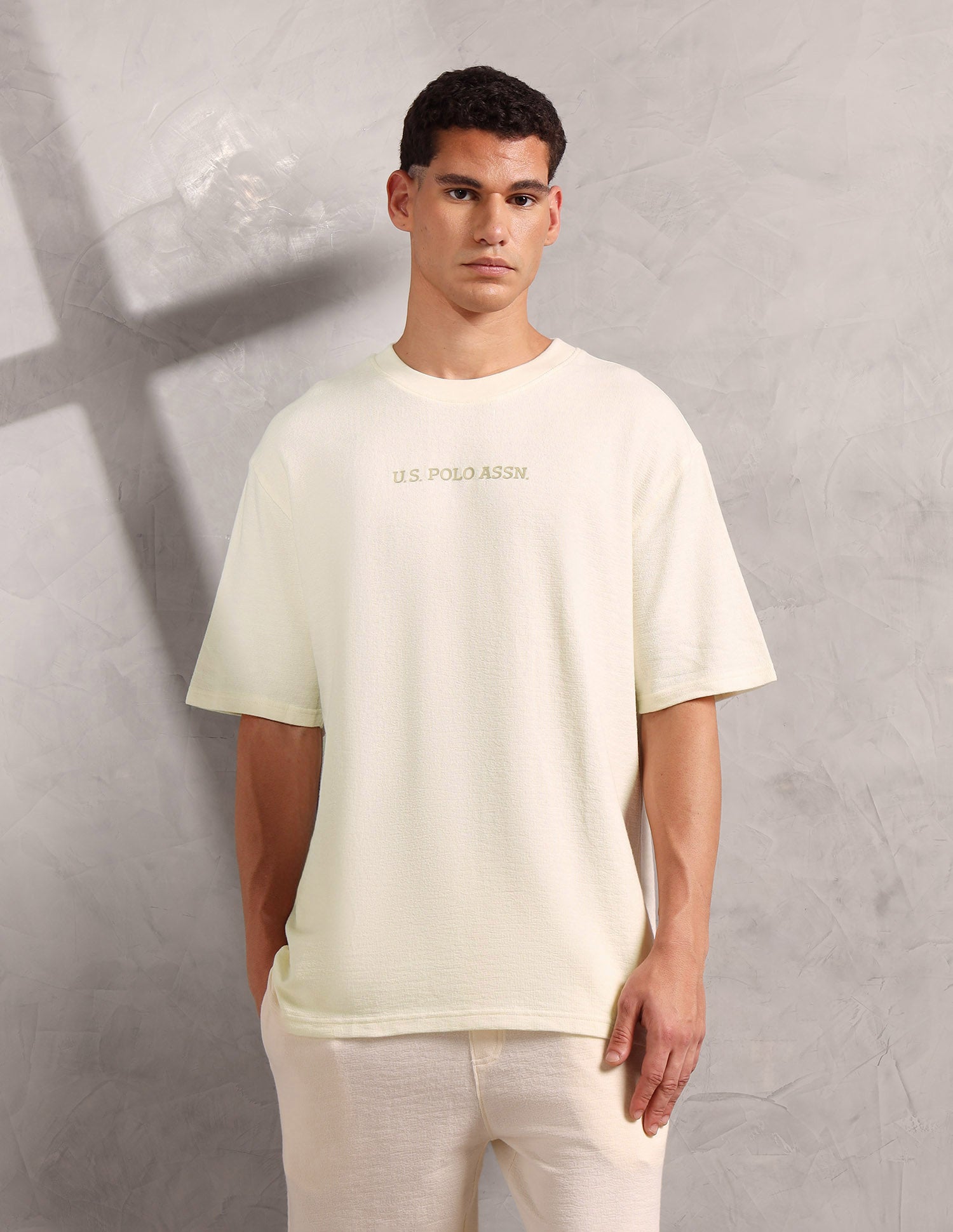 Pure Cotton Oversized Fit PE004 Lounge T-Shirt - Pack Of 1 Vanilla Ice - U.S. POLO ASSN. | Large